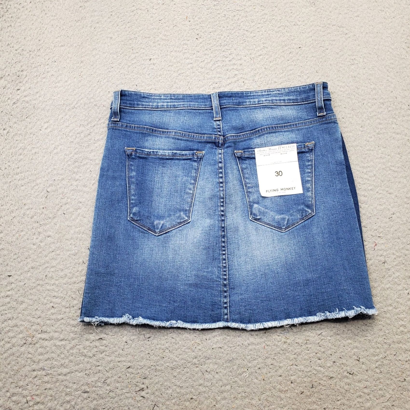 Vintage Flying Monkey Denim Skirt Womens 30 Two Tone Blue Stretch Mini Shorts? Size 30" / US 8 / IT 44 - 2 Thumbnail