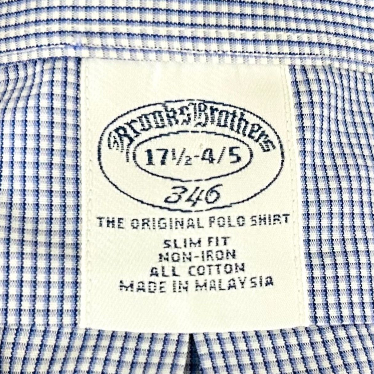 Brooks Brothers Brooks Brothers Mens Dress Shirt Blue Check Slim Fit 17.5 34/35 Non-Iron Size 48R - 3 Thumbnail