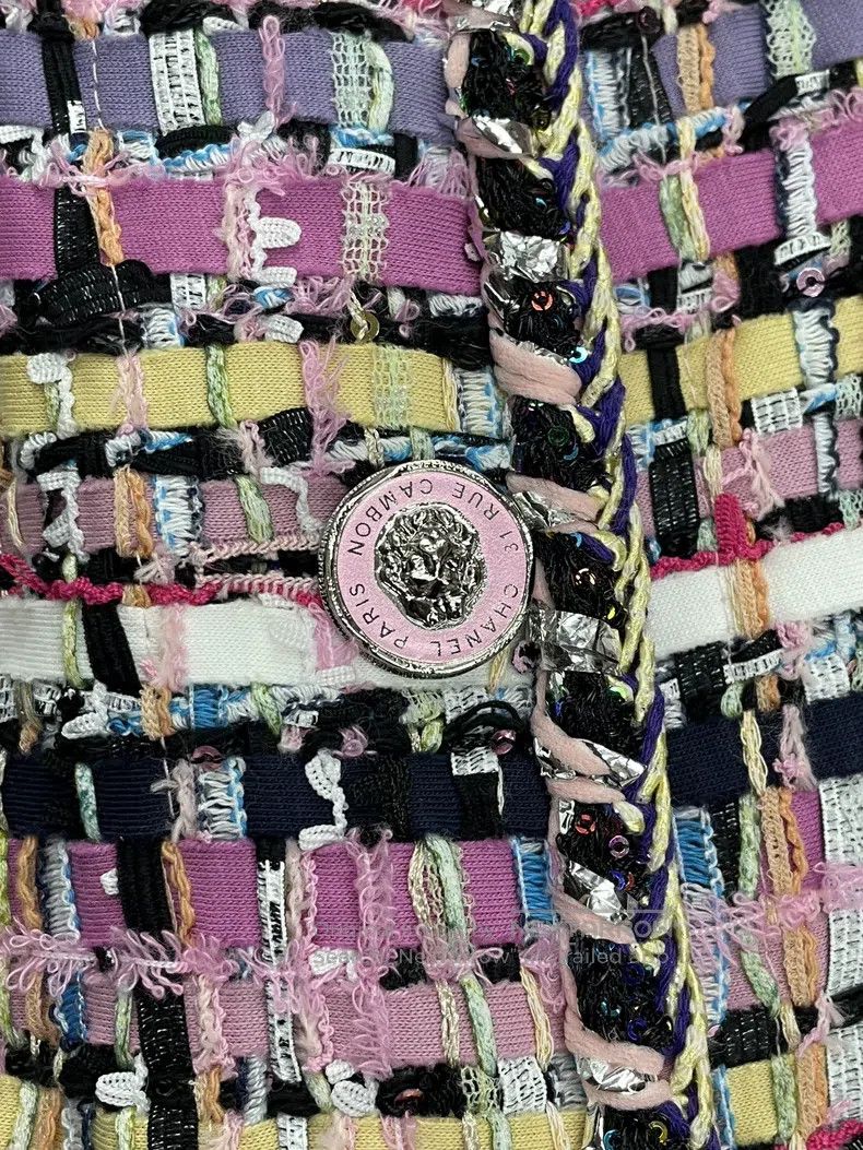 Chanel Chanel Pink-purple woven tweed coat Size XS / US 0-2 / IT 36-38 - 2 Thumbnail