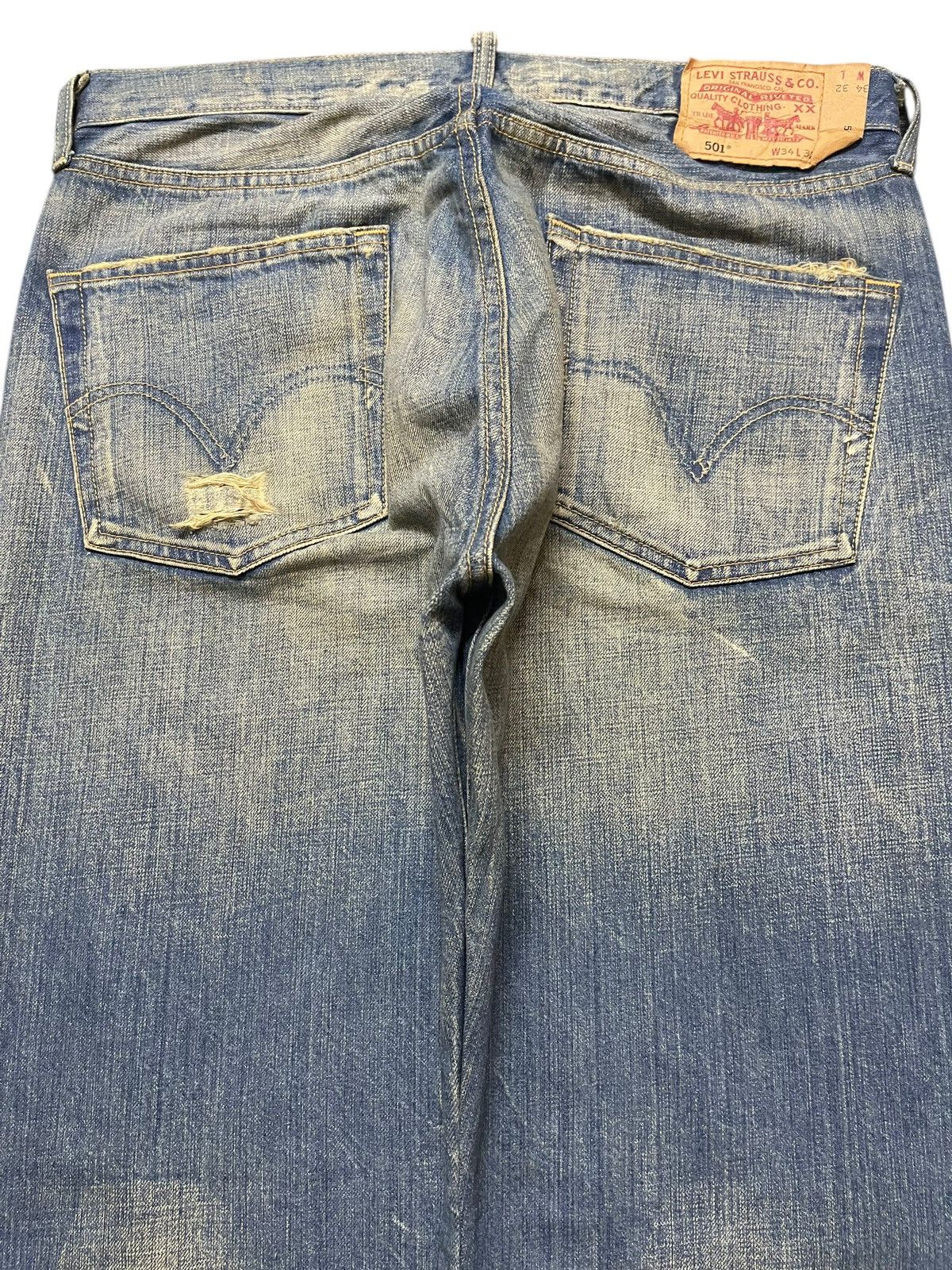 Levi's Vintage 90s Levis 501 Mud Wash Distressed Style Baggy Jeans Size US 34 / EU 50 - 5 Thumbnail