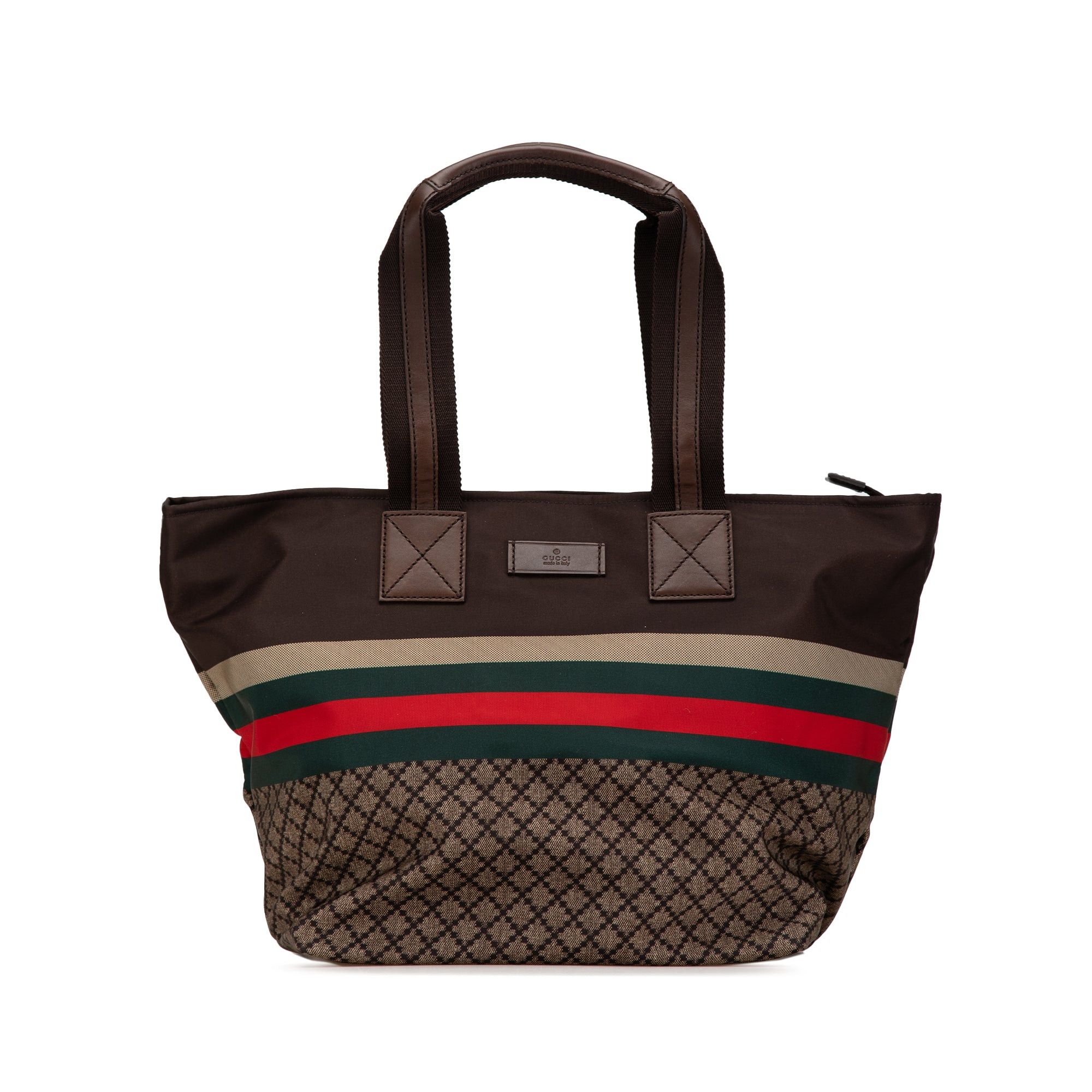 Gucci Gucci Diamante Nylon Web Tote Brown Size ONE SIZE - 1 Thumbnail
