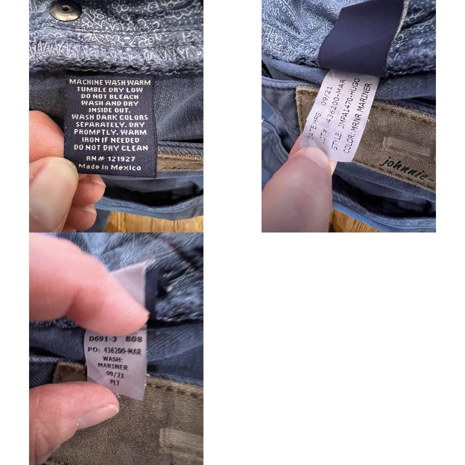 johnnie-O Johnnie O Pants Mens 35x31 Blue 5 Pocket Flat Front Straight Leg Stretch Chino Regular Size US 35 - 9 Thumbnail