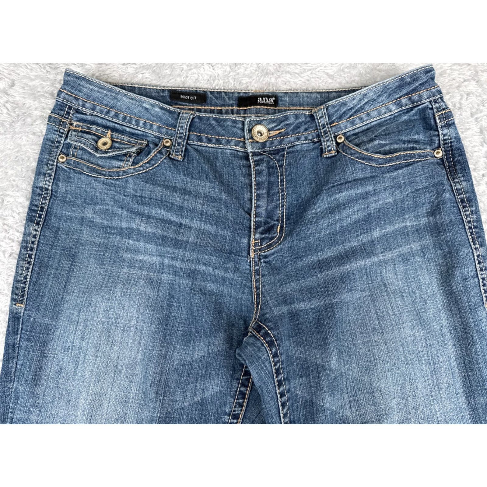Vintage ANA Jeans Women 12 Blue Denim Med Wash Bootcut Mid Cotton Blend 32x32 Size 34" / US 12 / IT 48 - 4 Thumbnail