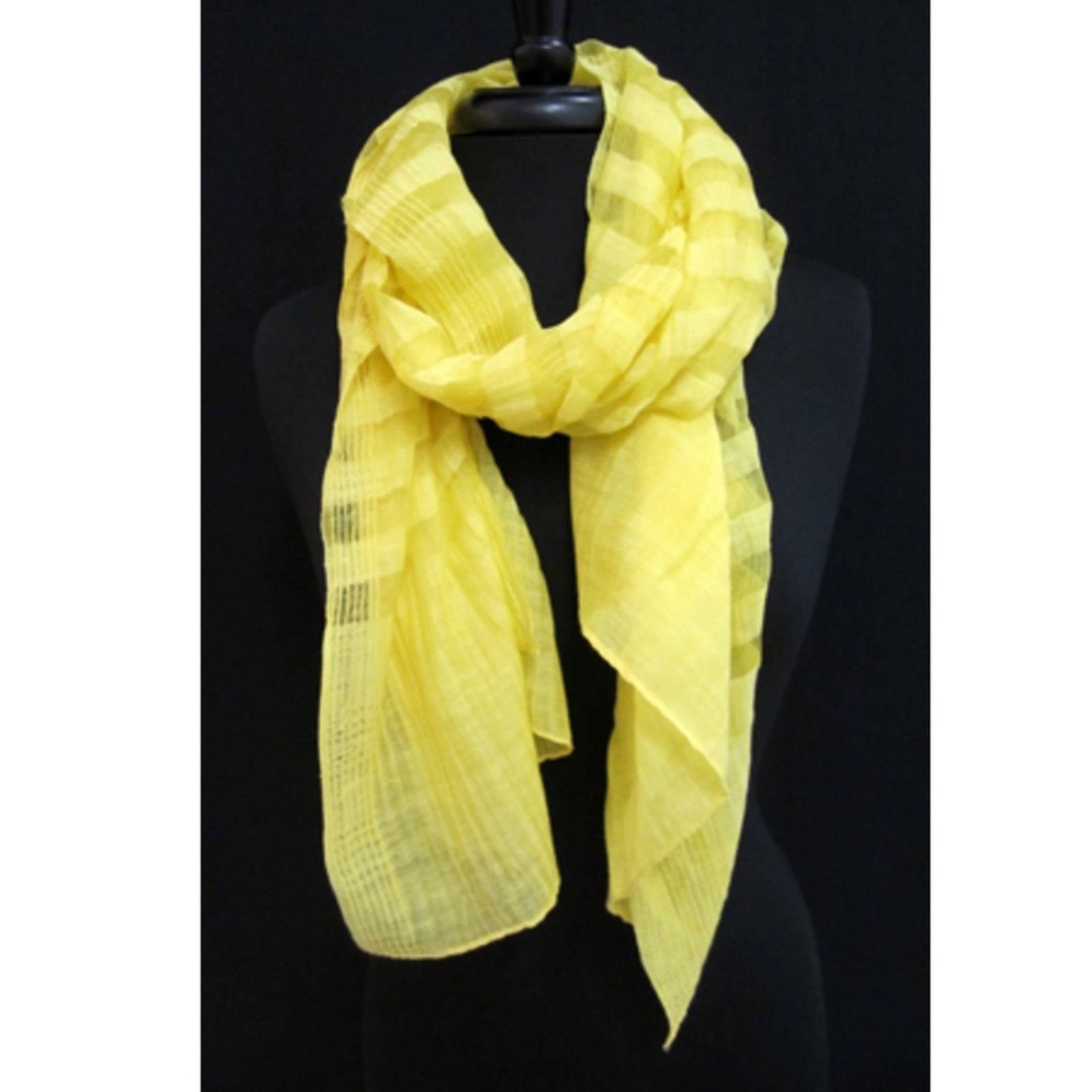 Other NEW Yellow Stripe Silk Cotton Rectangle Lightweight Scarf Size ONE SIZE - 1 Preview