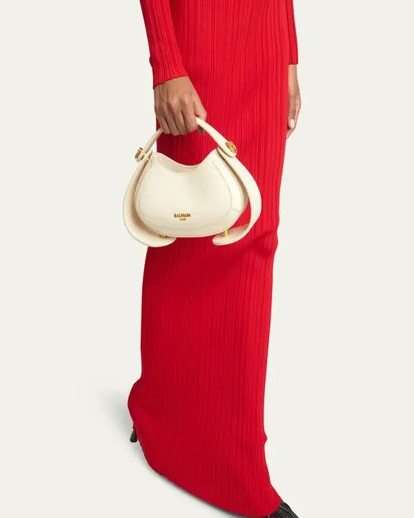 Balmain o1s1wg111225 Size:OS/Jolie Madame Top-Handle Bag in White Size ONE SIZE - 4 Thumbnail
