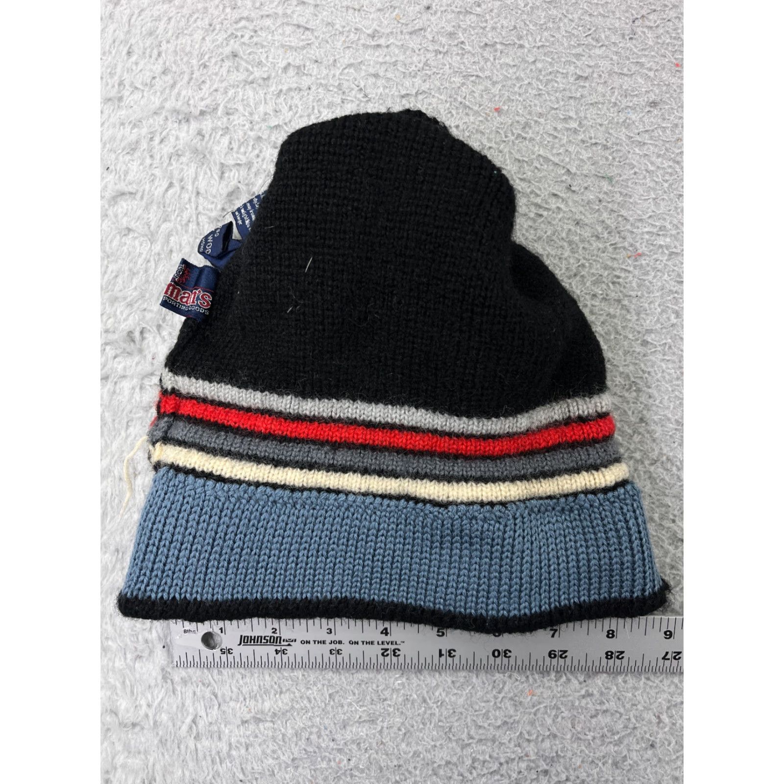 Vintage Herman's Beanie Toque Adult One Size Black Red White Stripe 100% Wool Ski Winter Size ONE SIZE - 6 Thumbnail