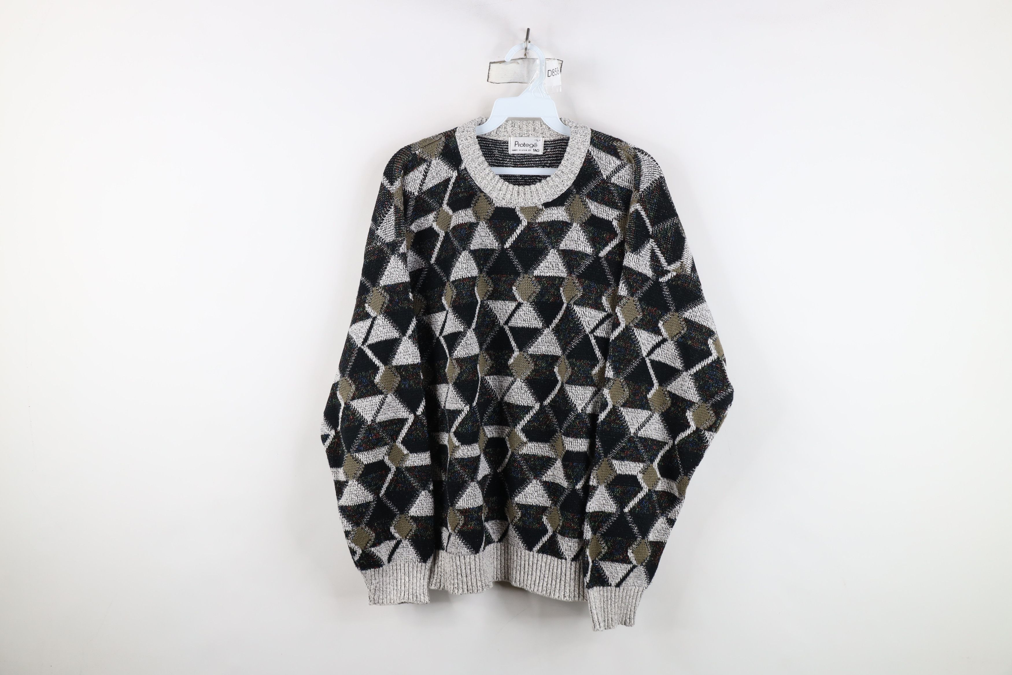 Vintage Vintage 90s Coogi Style Rainbow Geometric Knit Sweater USA Size US L / EU 52-54 / 3 - 1 Thumbnail