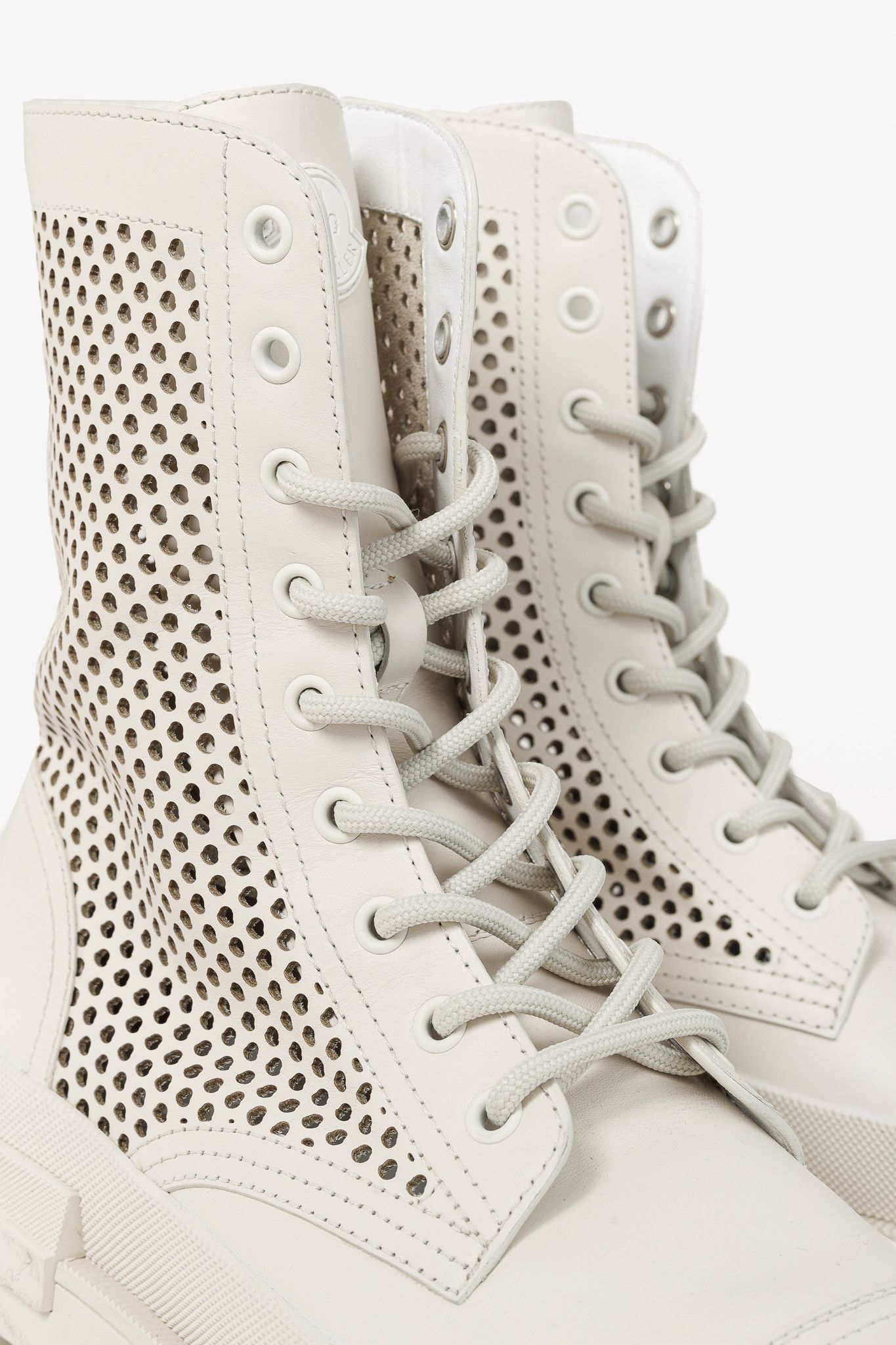 Moncler Moncler Carinne Beige Perforated Leather Lace-Up Boots Size US 9 / IT 39 - 7 Thumbnail