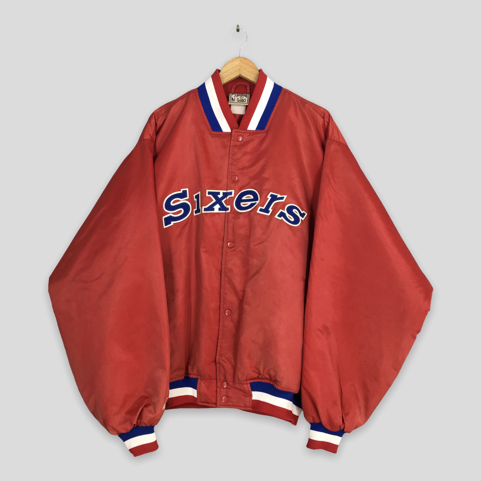 Philadelphia 76ers Sixers MLB Red Satin Jacket XXLarge