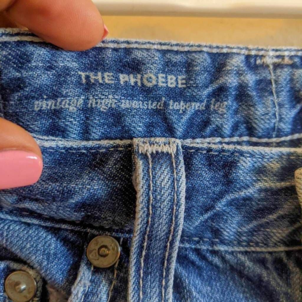 AG Adriano Goldschmied AG-ED Phoebe Vintage Jeans 25R High Rise Tapered Distressed 100% Cotton Size 25" / US 0 / IT 36 - 3 Thumbnail