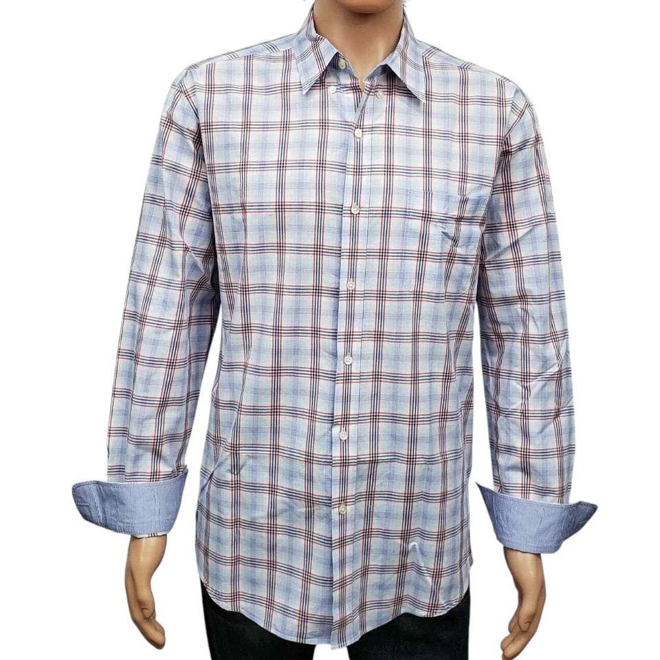 J.McLaughlin J. McLaughlin Contrast Collar Flip Cuff Shirt XL Plaid Check Size US XL / EU 56 / 4 - 2 Thumbnail