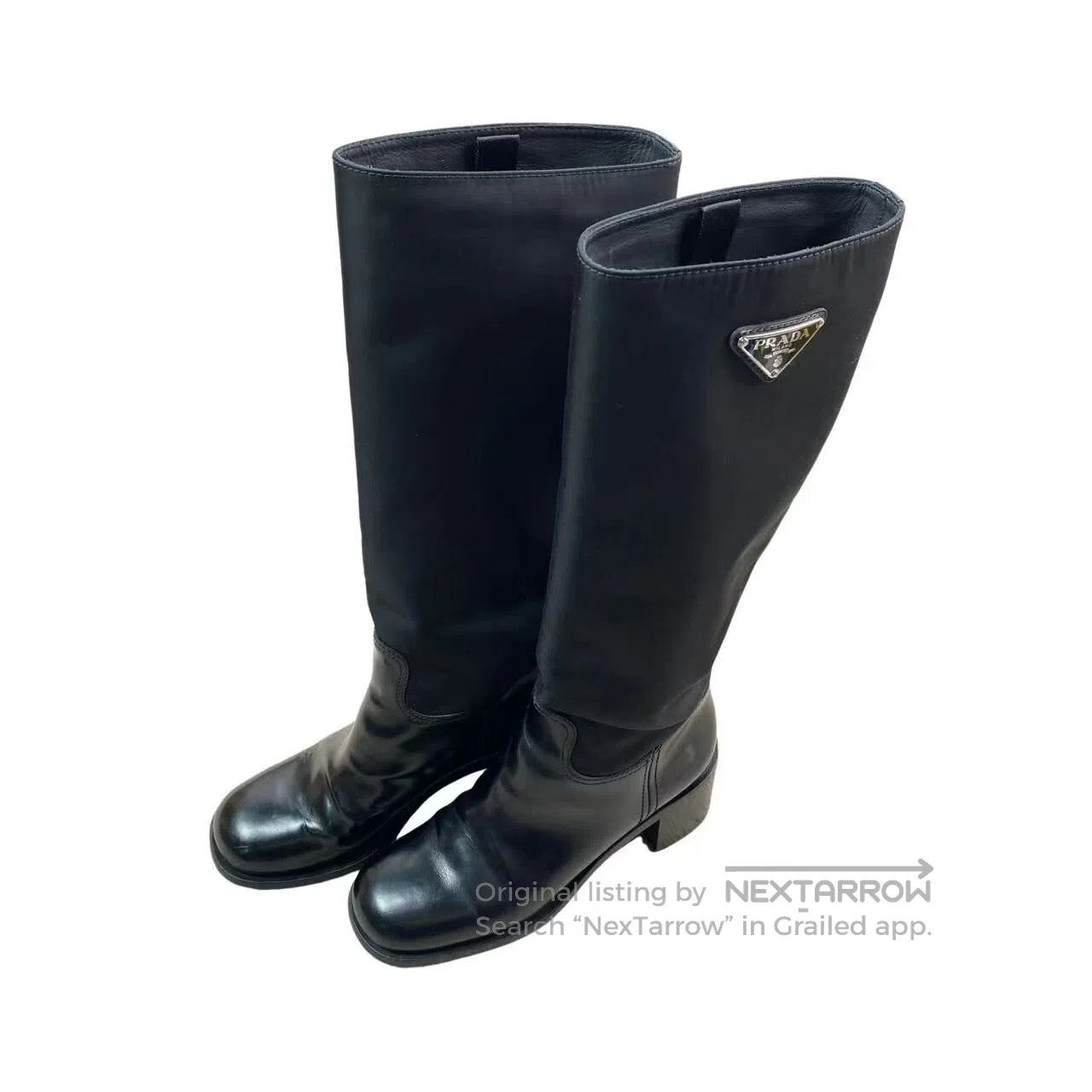 Prada Prada Triangle black shiny boots| Size US 7 / IT 37 - 1 Thumbnail