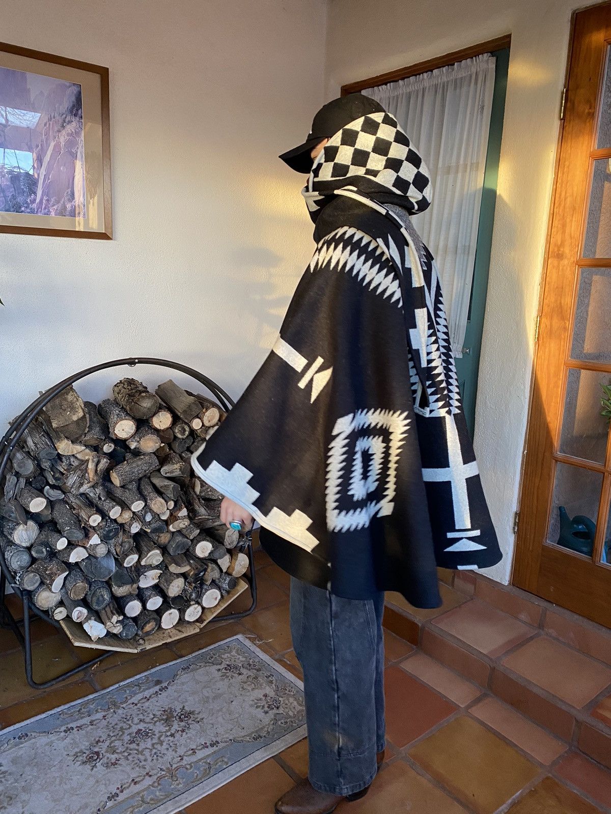 image of Archival Clothing x Pendleton Aw18 “Los Ojos” Cloak in Black, Men's (Size Medium)