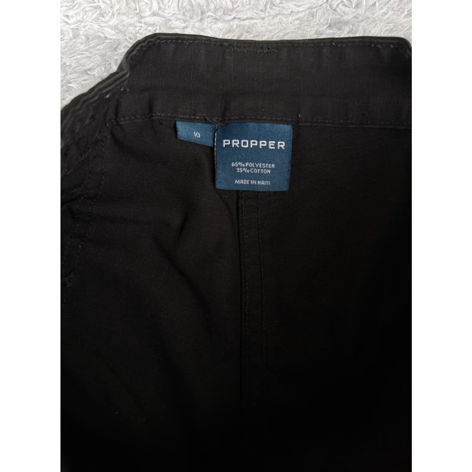 Propper VINTAGE Propper Pants Women 10 Black Cargo Rip-Stop Fabric Double Knee Poly Un-Hemmed Size 32" / US 10 / IT 46 - 6 Thumbnail