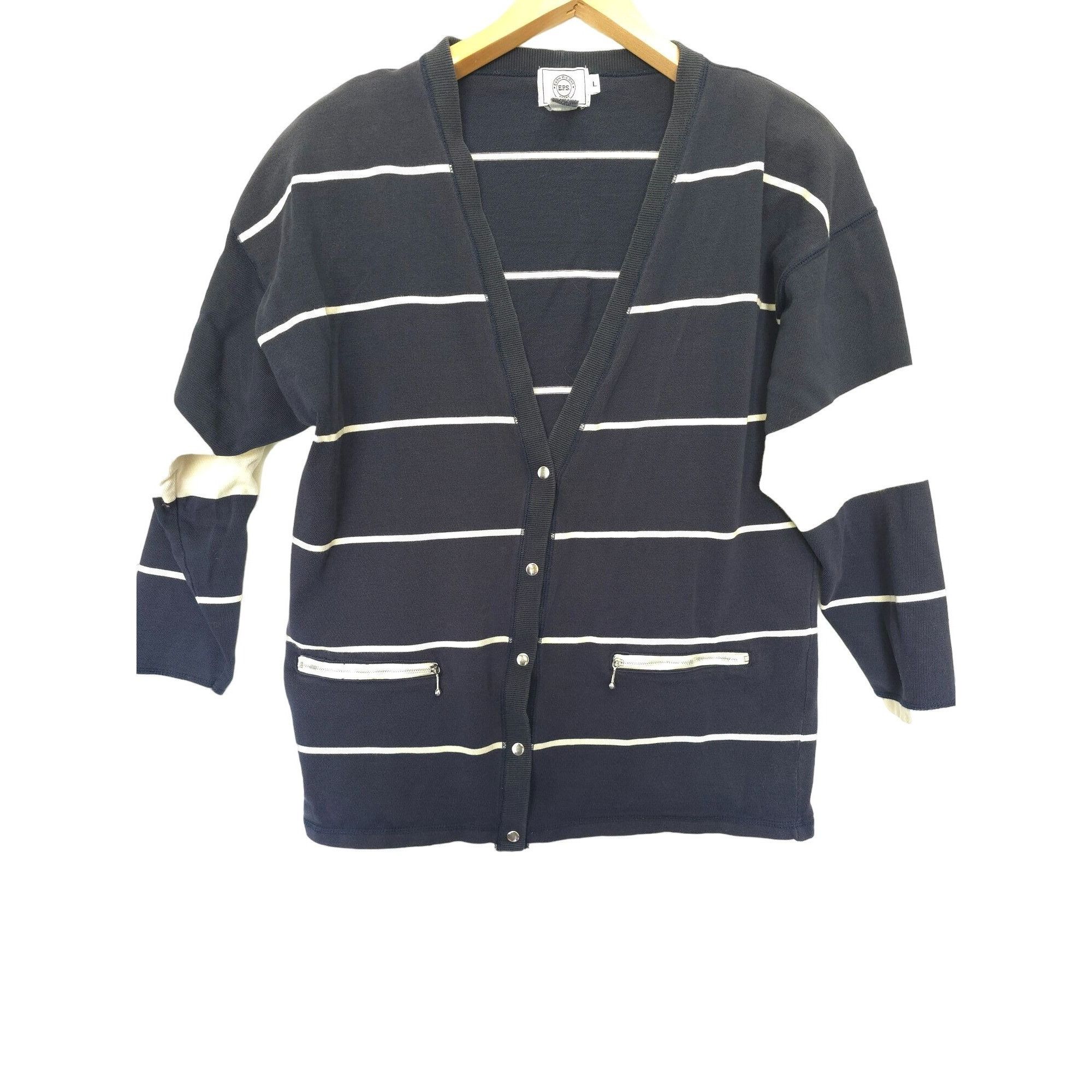 Evan Picone Vintage Evan Picone E.P.S. Sport Striped Cardigan Snap-Butto Size US L / EU 52-54 / 3 - 1 Thumbnail