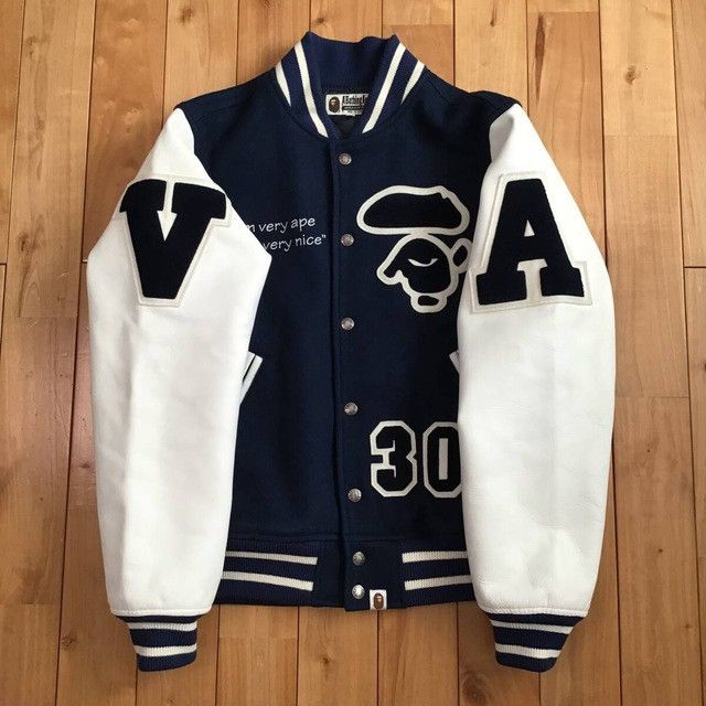 Bape × Nigo ?Limited to 99? Leather sleeve varsity jacket VERY 