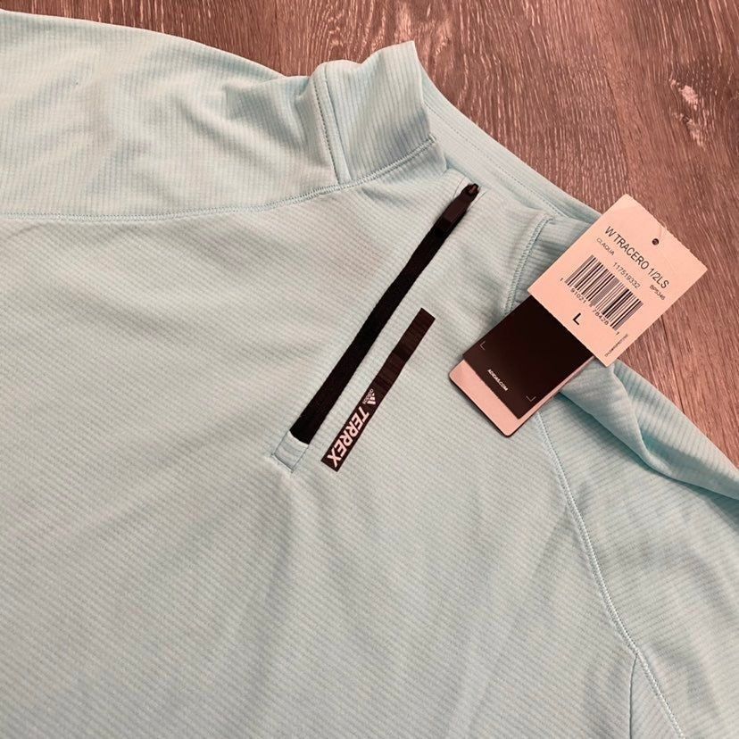 Adidas NWT Adidas Blue Quarterzip women Large Bin I-34 Size L / US 10 / IT 46 - 3 Thumbnail