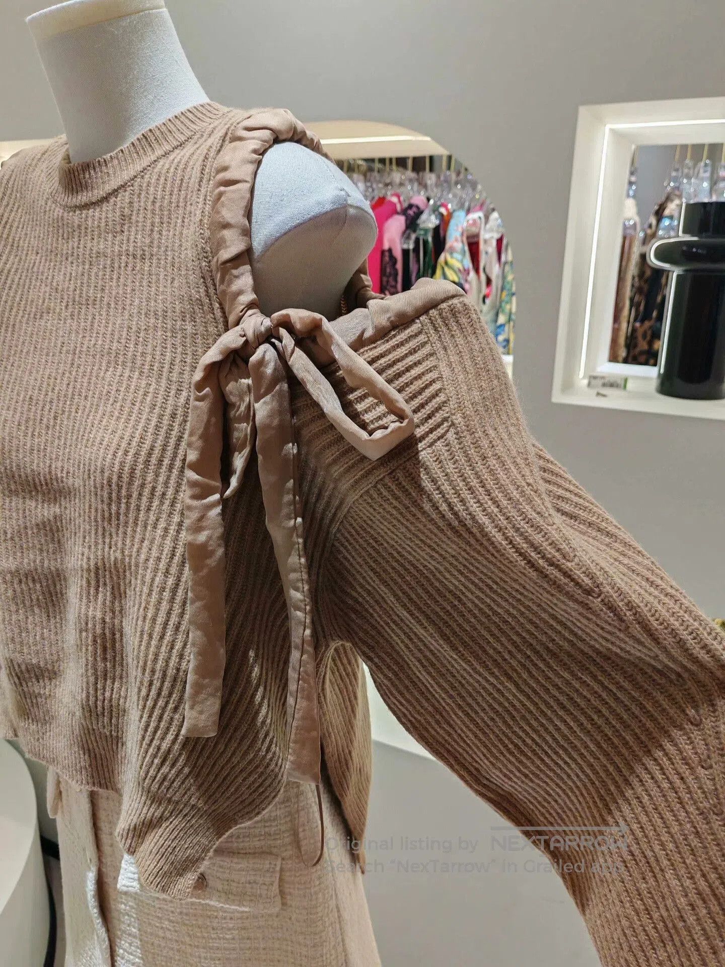 Stella McCartney Stella McCartney Off-Shoulder Bow Knit Sweater. Size XS / US 0-2 / IT 36-38 - 3 Thumbnail