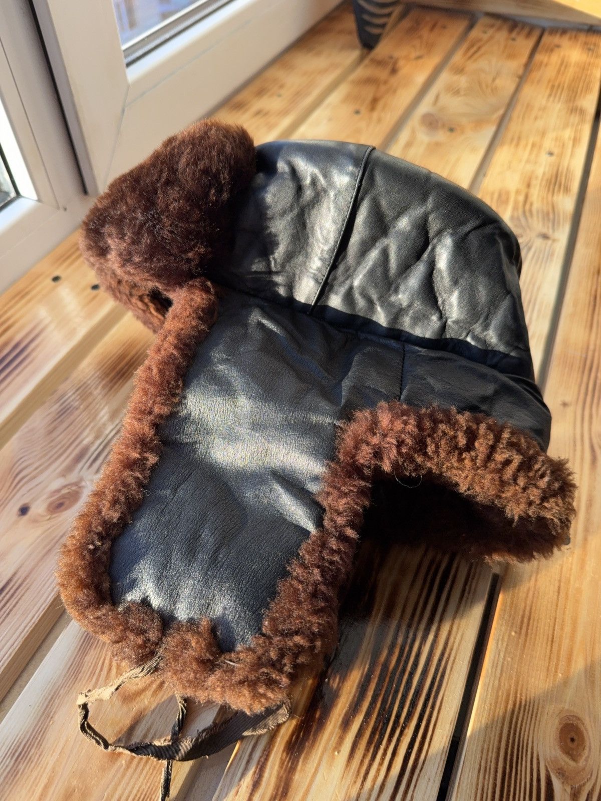 Vintage Vntg 80s Aviator Real Leather / Fur RARE Retro Ushanka Hat Size ONE SIZE - 7 Thumbnail