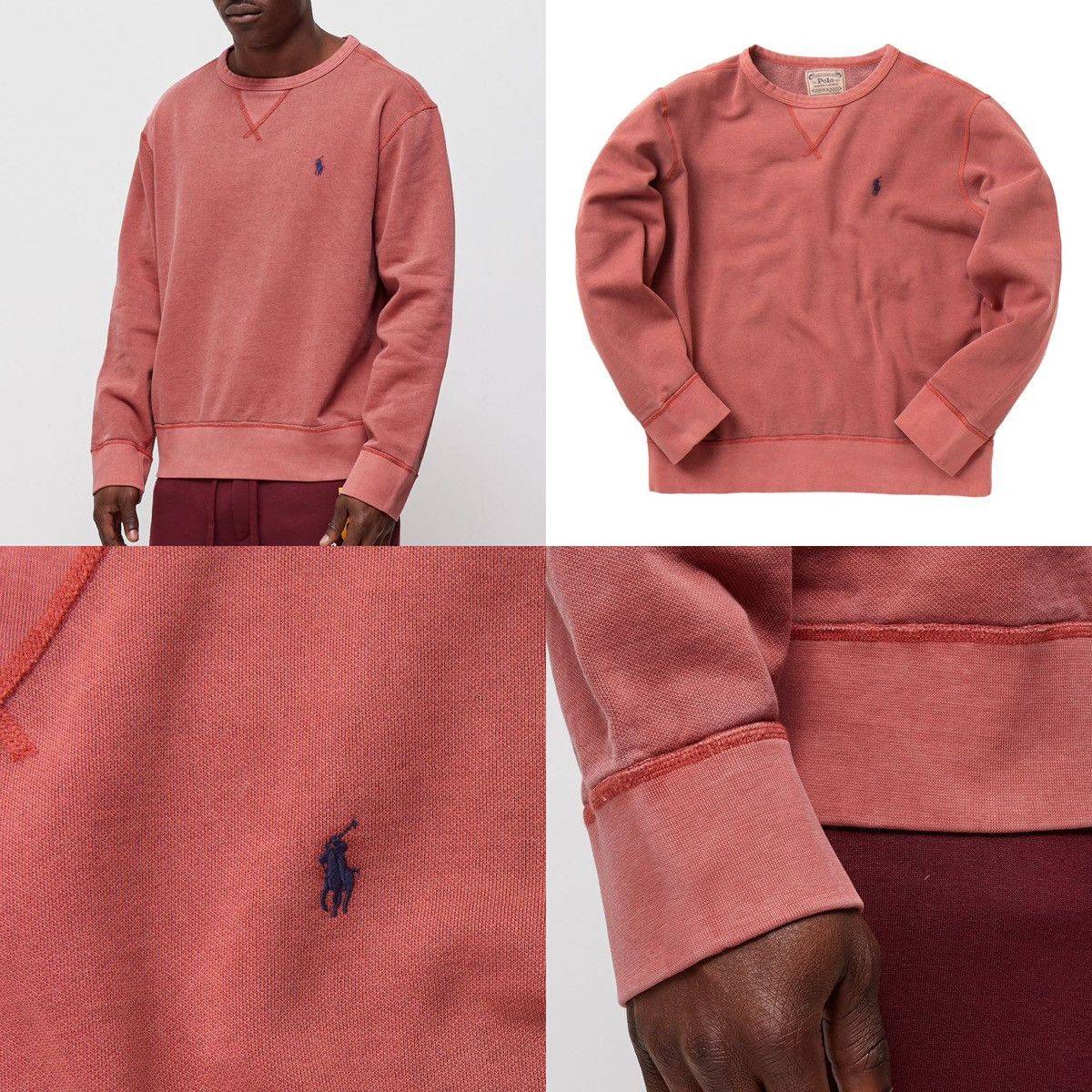 Polo Ralph Lauren × Ralph Lauren POLO Ralph Lauren Washed Red Garment Dyed Fleece Sweatshirt Size US XL / EU 56 / 4 - 16 Thumbnail