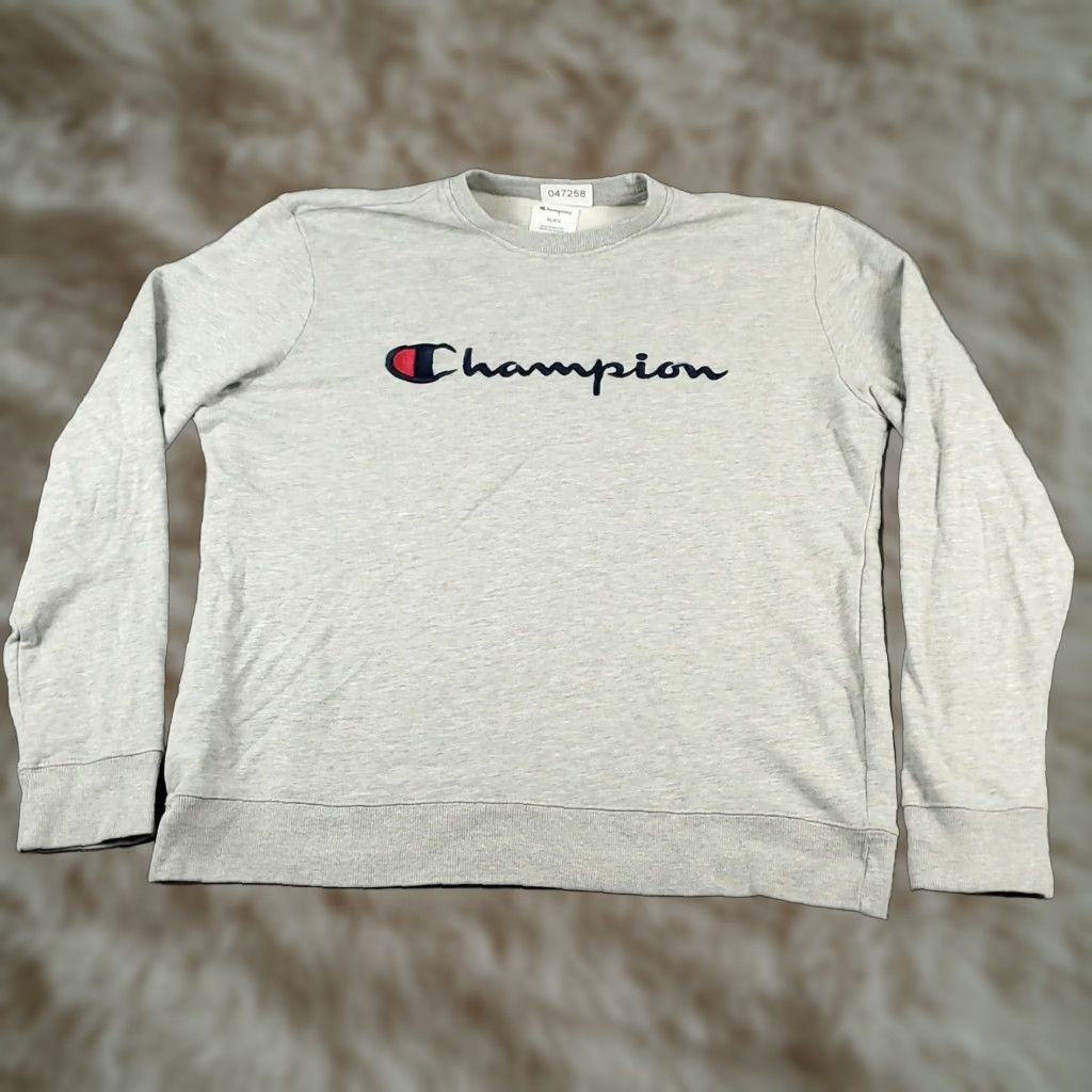 Champion Champion Mens XL Gray Pullover Sweater Crew Neck Cotton Blend Long Sleeve Size US XL / EU 56 / 4 - 1 Thumbnail