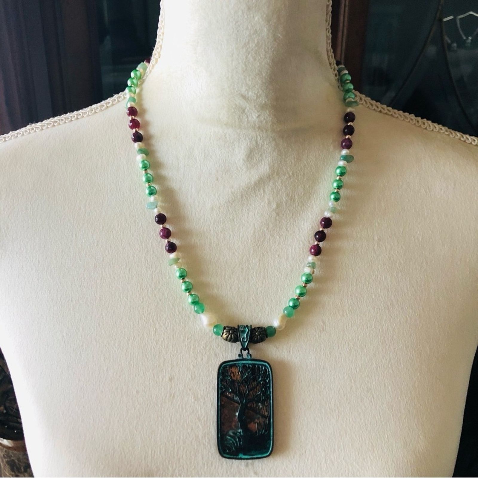 Handmade Handcrafted repurpose genuine stone pearl necklace Size ONE SIZE - 2 Thumbnail