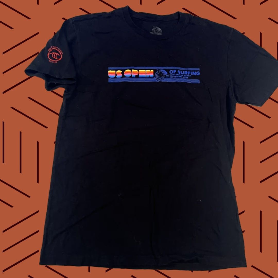 Vintage WSL US Open Of Surfing 2021 Huntington Beach Shirt Large Black Short Sleeve Crew Neck Graphic Print Surfer Logo Men T-Shirt Size US L / EU 52-54 / 3 - 1 Thumbnail