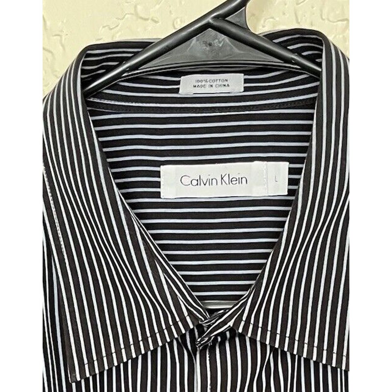 Calvin Klein Calvin Klein | Black Striped Long Sleeve Button Shirt Men Size US L / EU 52-54 / 3 - 4 Thumbnail