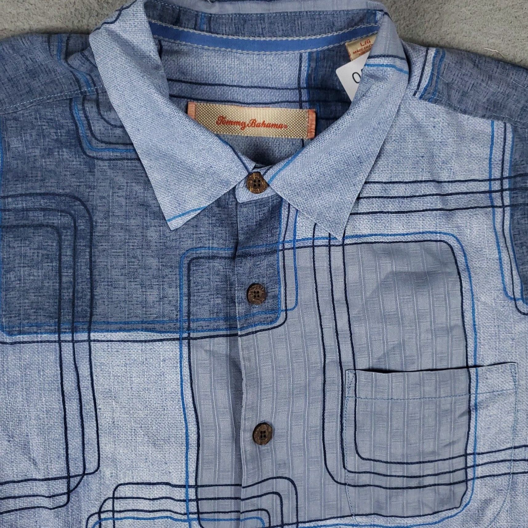 Tommy Bahama Tommy Bahama Button-Up Shirt Mens Large Blue Geometric Hawaiian Short Sleeve Size US L / EU 52-54 / 3 - 2 Thumbnail