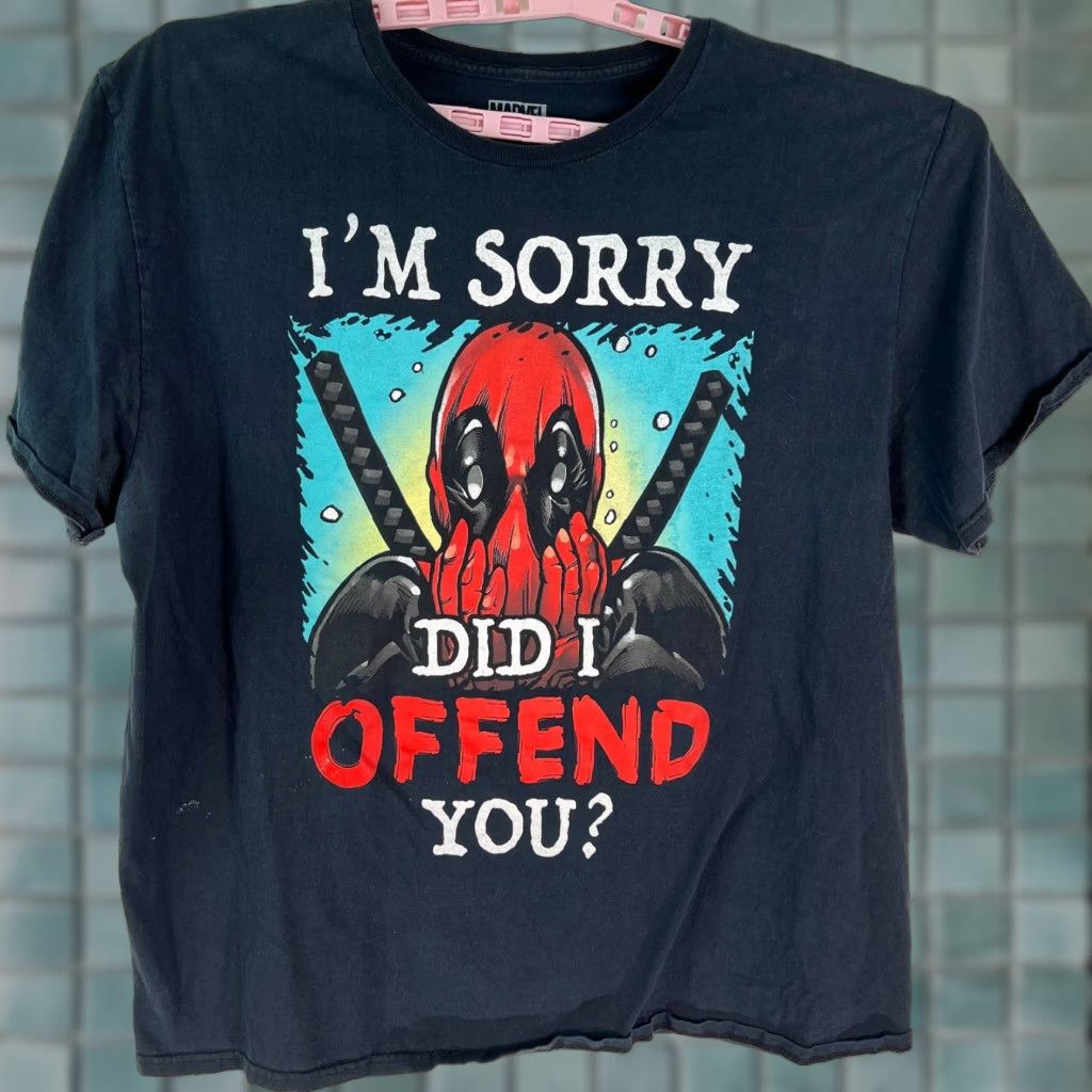 Vintage I M Sorry Did I Offend You ? Deadpool Marvel Mens Black Graphic T Shirt Size 2XL Size US XXL / EU 58 / 5 - 1 Thumbnail