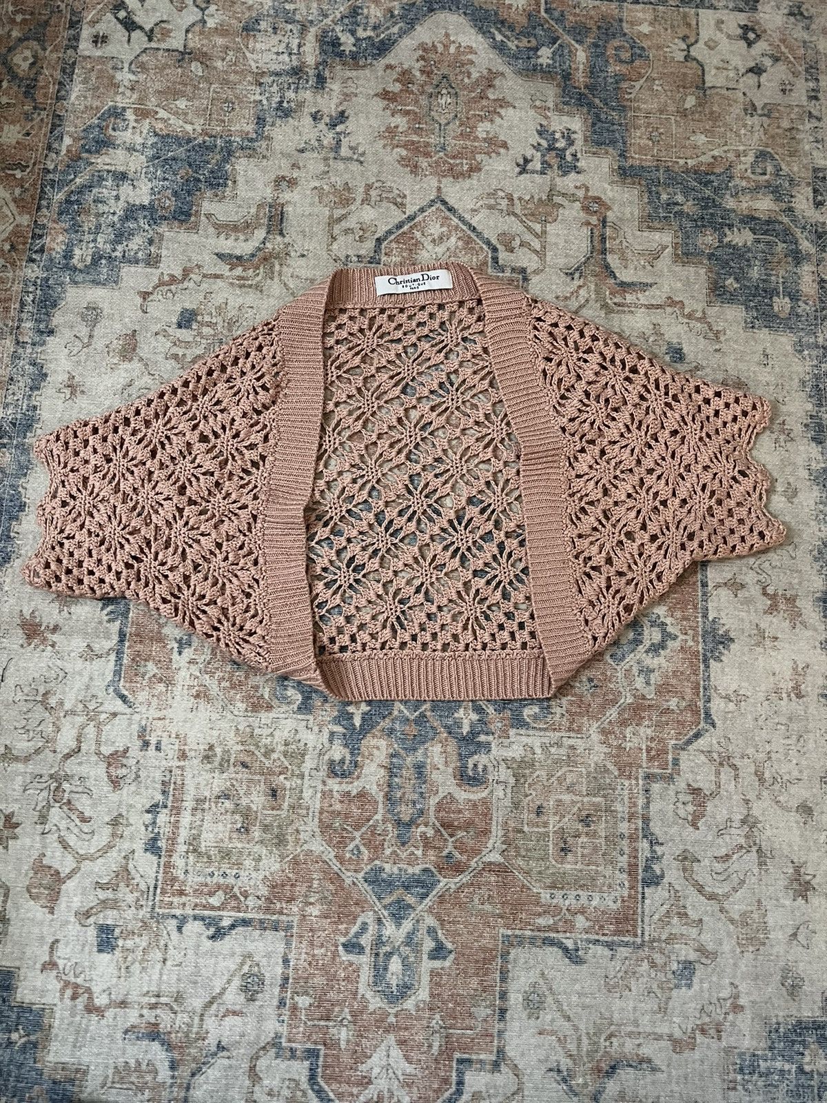 image of Christian Dior Boutique Paris Pink Crochet Bolero Vest, Men's (Size Medium)