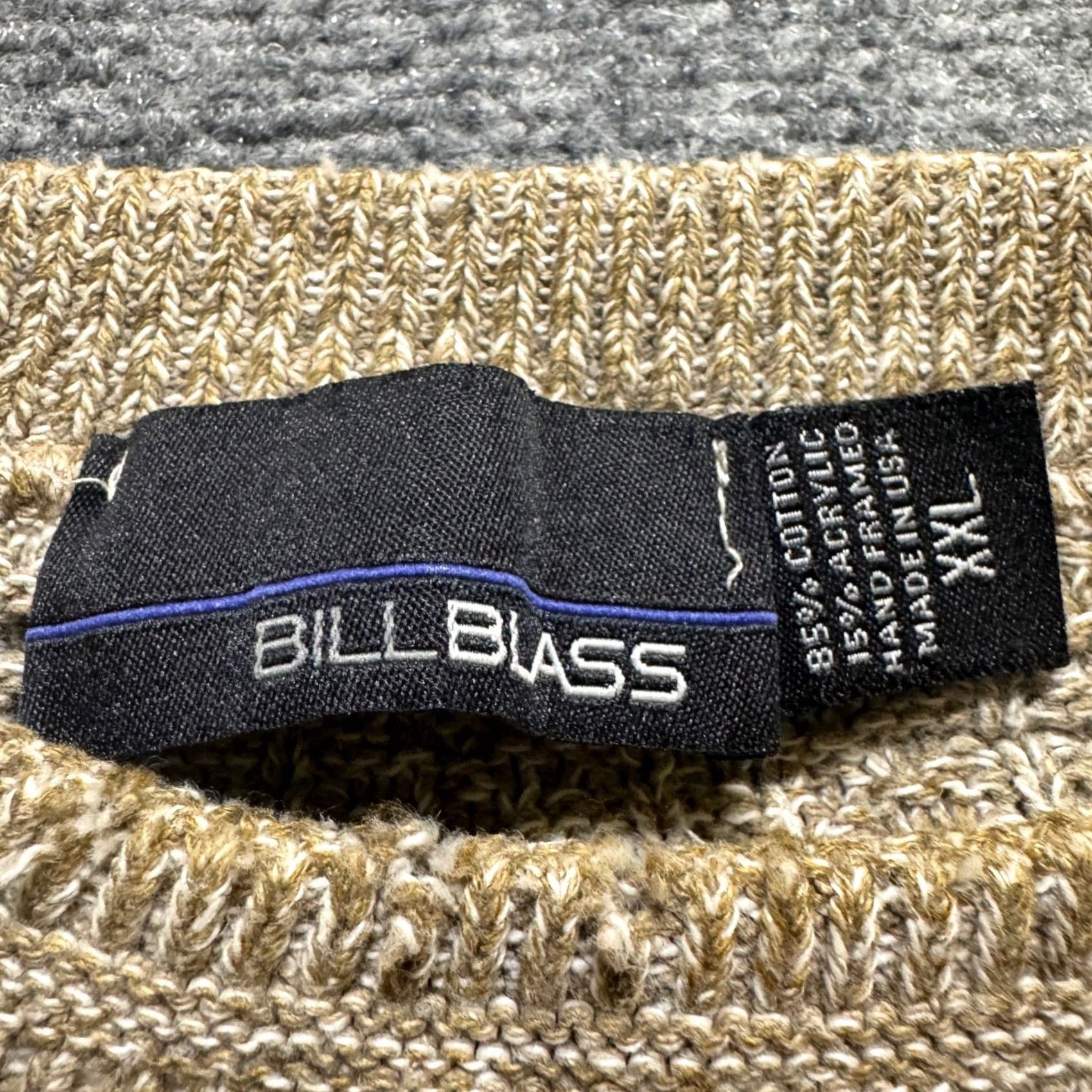 Bill Blass VINTAGE Bill Blass Knit Sweater Pullover 2XL Men Beige Distressed Cotton Blend Tan Pullover Mens Big & Tall Size US XXL / EU 58 / 5 - 4 Thumbnail