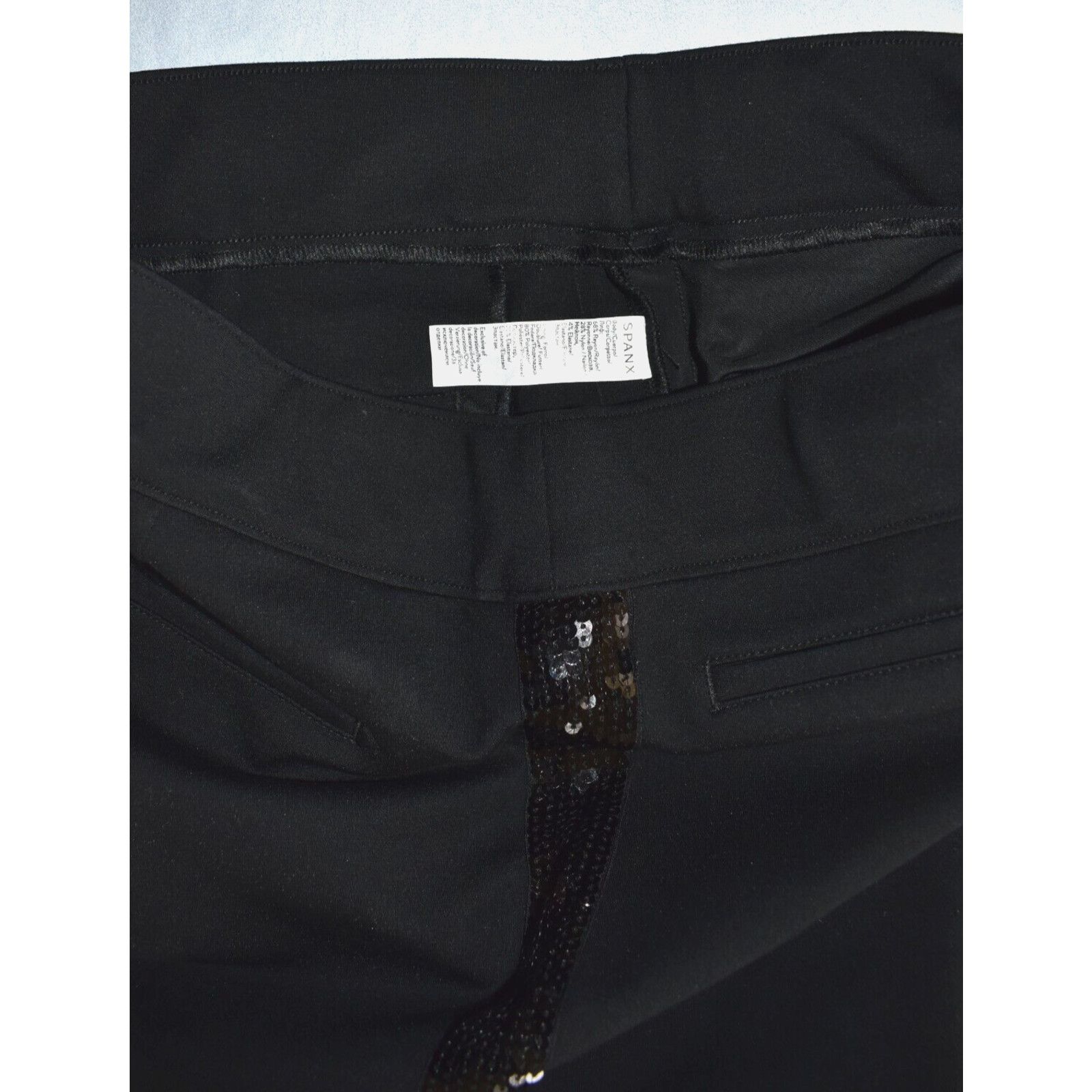 Spanx NEW SPANX Black Stretch Sequin Faux Pockets Petite Pants L Size 30" / US 8 / IT 44 - 5 Thumbnail