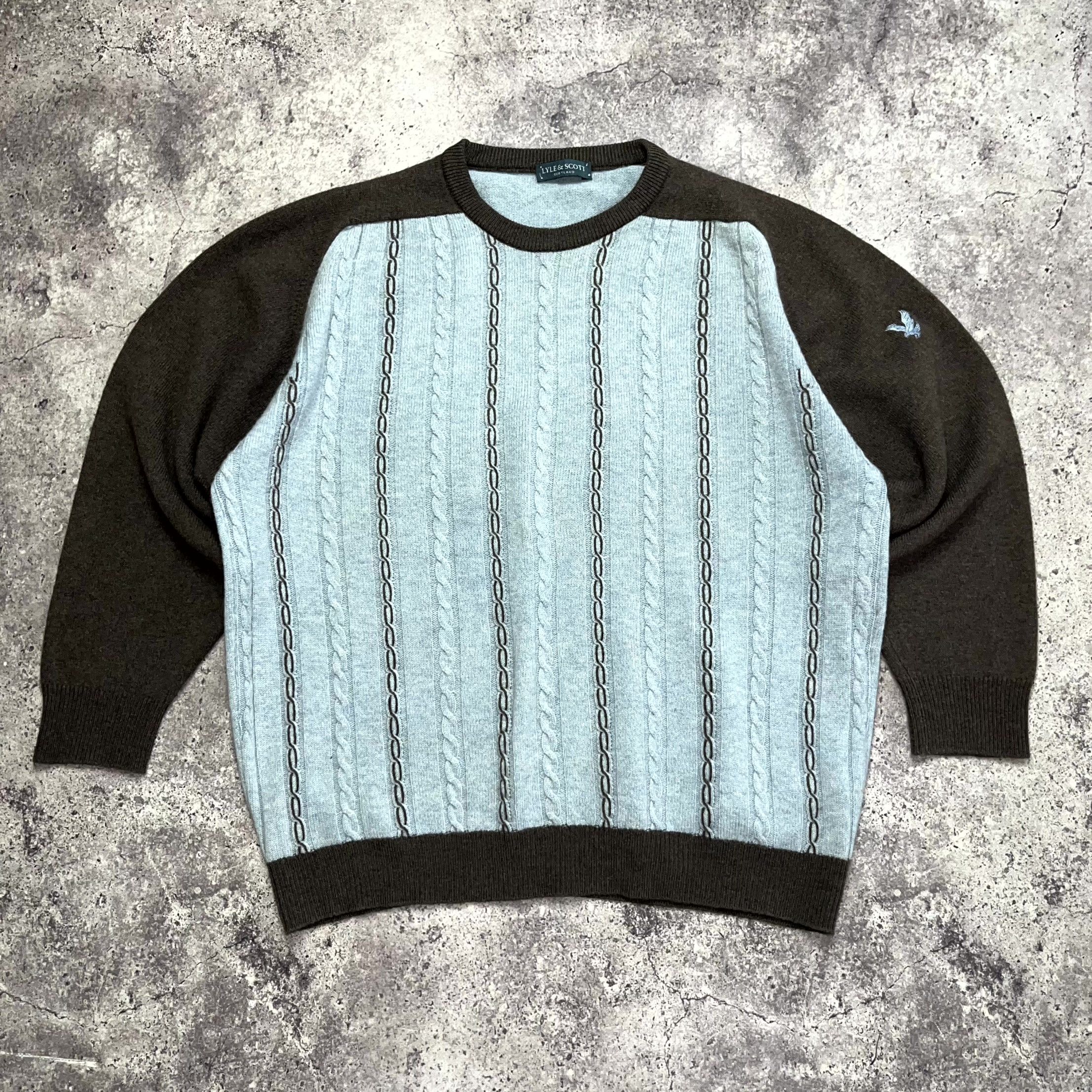 Lyle & Scott Vintage Lyle & Scott Cable Knit Raglan Sweater Blue Size M Size US M / EU 48-50 / 2 - 1 Thumbnail