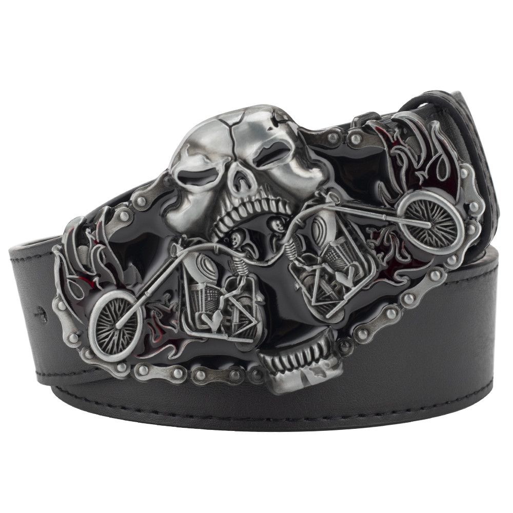Designer Skull Crazy Vintage Belt Riveted Belts Menswear Accessories Size ONE SIZE - 5 Thumbnail