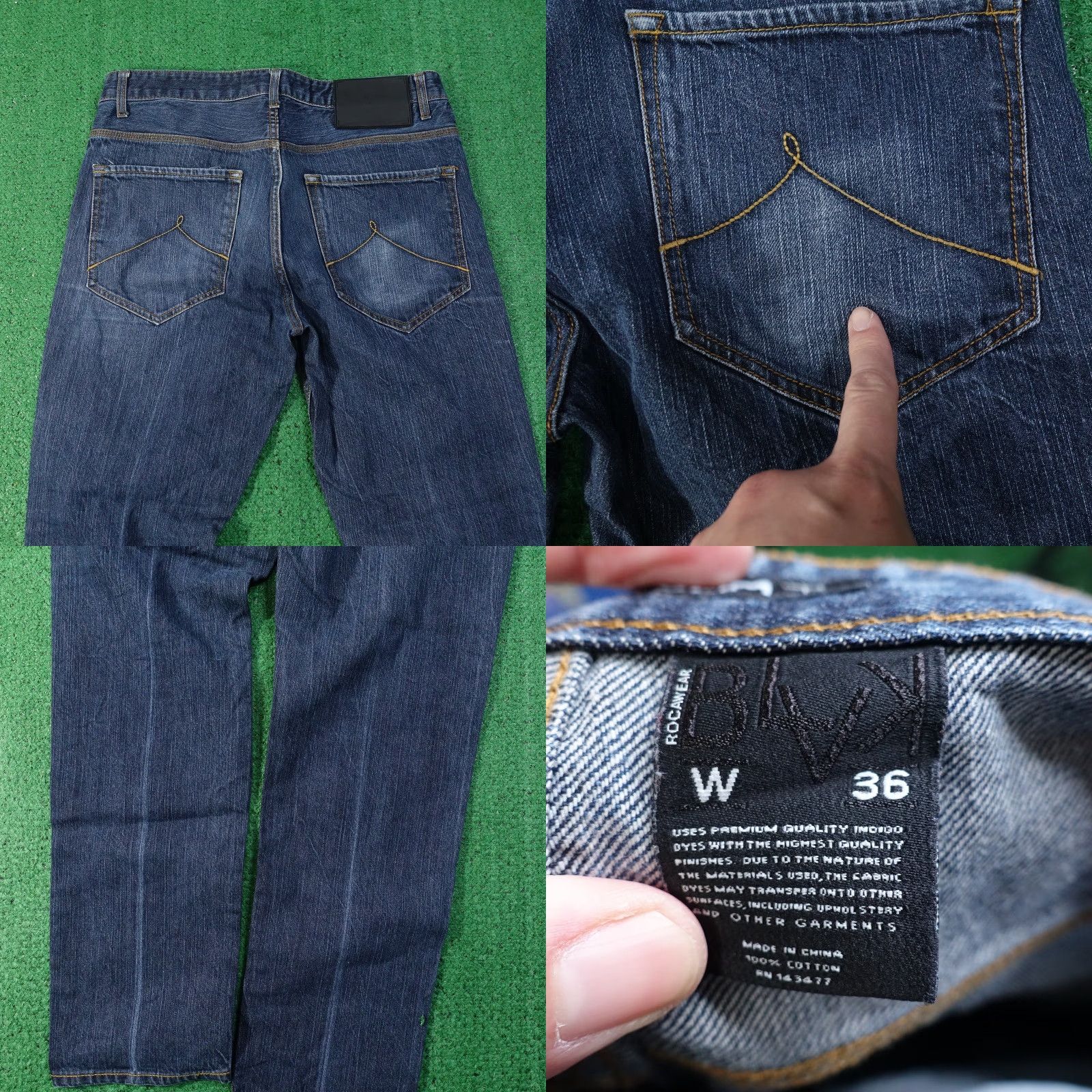 Rocawear ROCAWEAR Slim Fit Dark Wash Blue Jeans Mens Size 36 Waist 35" Size US 36 / EU 52 - 8 Thumbnail