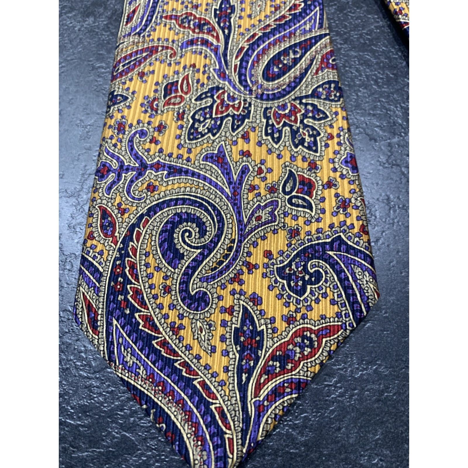 Robert Talbott VINTAGE Robert Talbott Silk Tie Unisex Adult Classic 57-60 Inches Paisley Silver Gold Teal Lavender Black Green Designer Size ONE SIZE - 2 Thumbnail