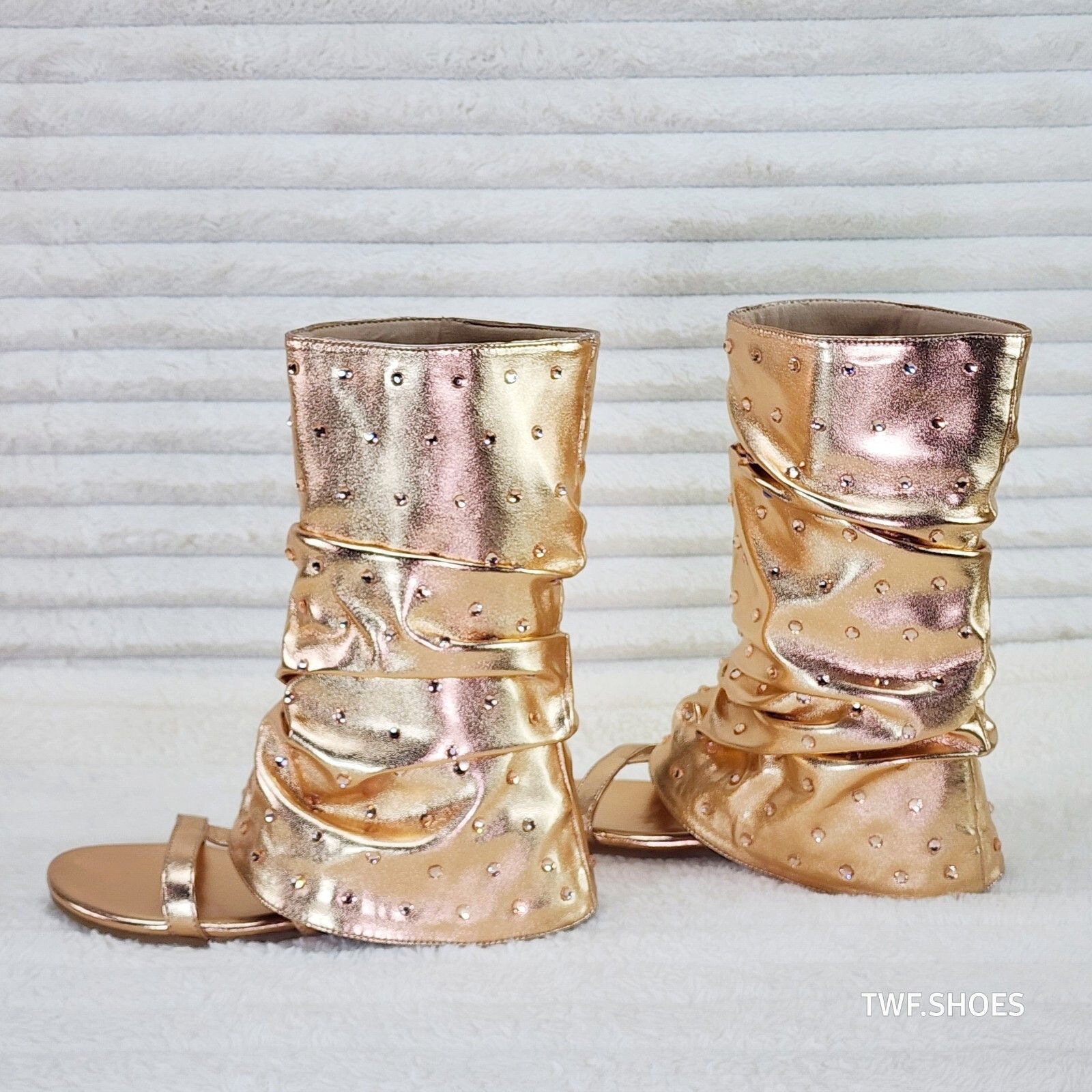 Other Fabulous Metallic Rose Gold Upper & Rhinestones Sandal Slouc Size US 5.5 / IT 35.5 - 1 Thumbnail