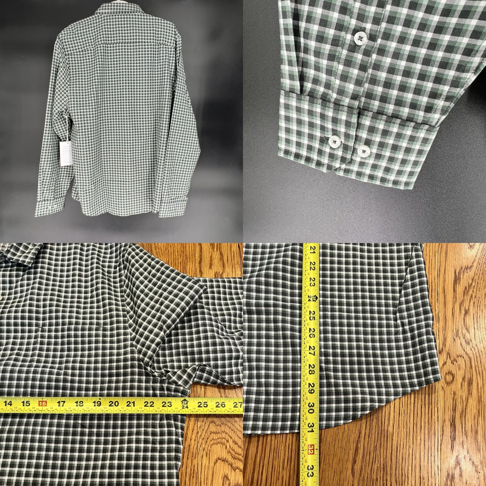 Vintage NWT Mack Weldon Airflex Shirt - Green Gingham - 2XL - Button-Up Mens Size US XXL / EU 58 / 5 - 8 Thumbnail