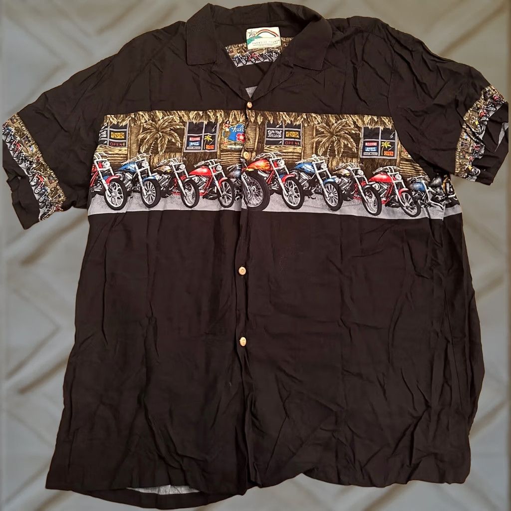 Paradise VINTAGE Hawaiian Paradise Found Men's Shirt 2XL Black Short Sleeve Button-Up Rayon Tiki Bar Hawaiian Read Size US XXL / EU 58 / 5 - 1 Thumbnail