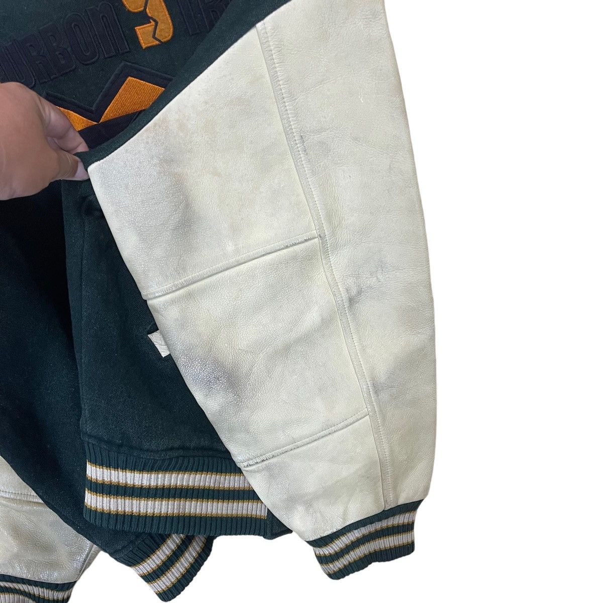 Big John Vintage 90s Burbon Street Big Logo Varsity Sleeve Leather Size US M / EU 48-50 / 2 - 5 Thumbnail
