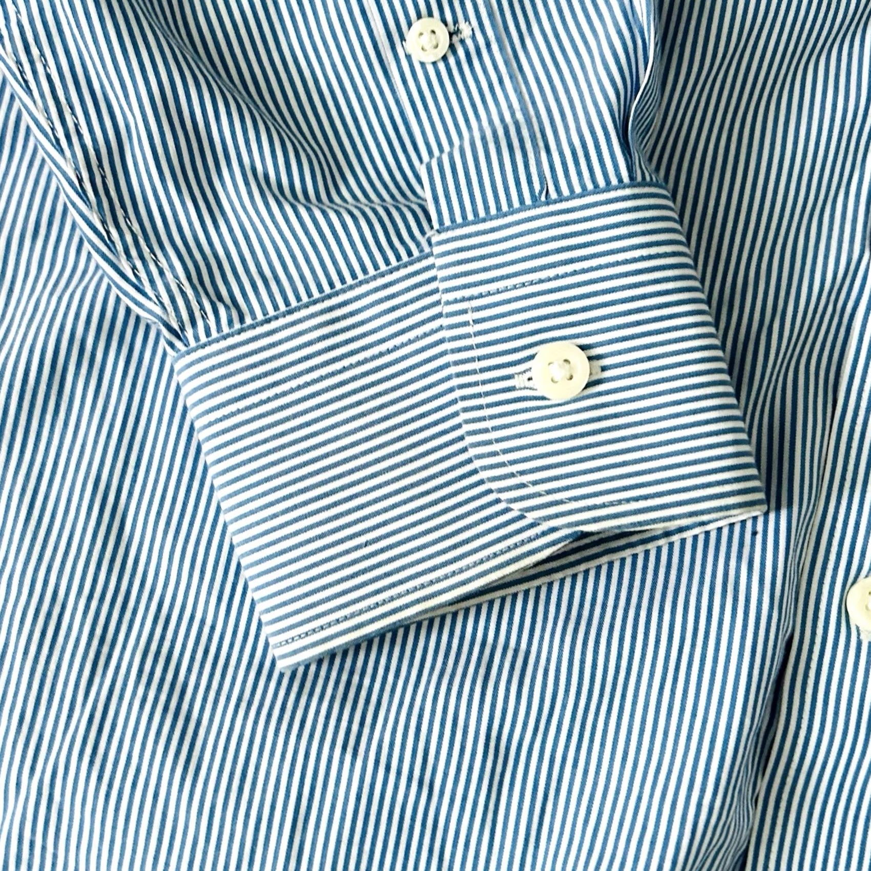 J.Crew J.CREW Shirt Slim Fit Performance Blue White Striped Cotton Blend Casual Shirt Mens L Slim Fit Button-Front Collar Spread Long Sleeve Size US L / EU 52-54 / 3 - 3 Thumbnail