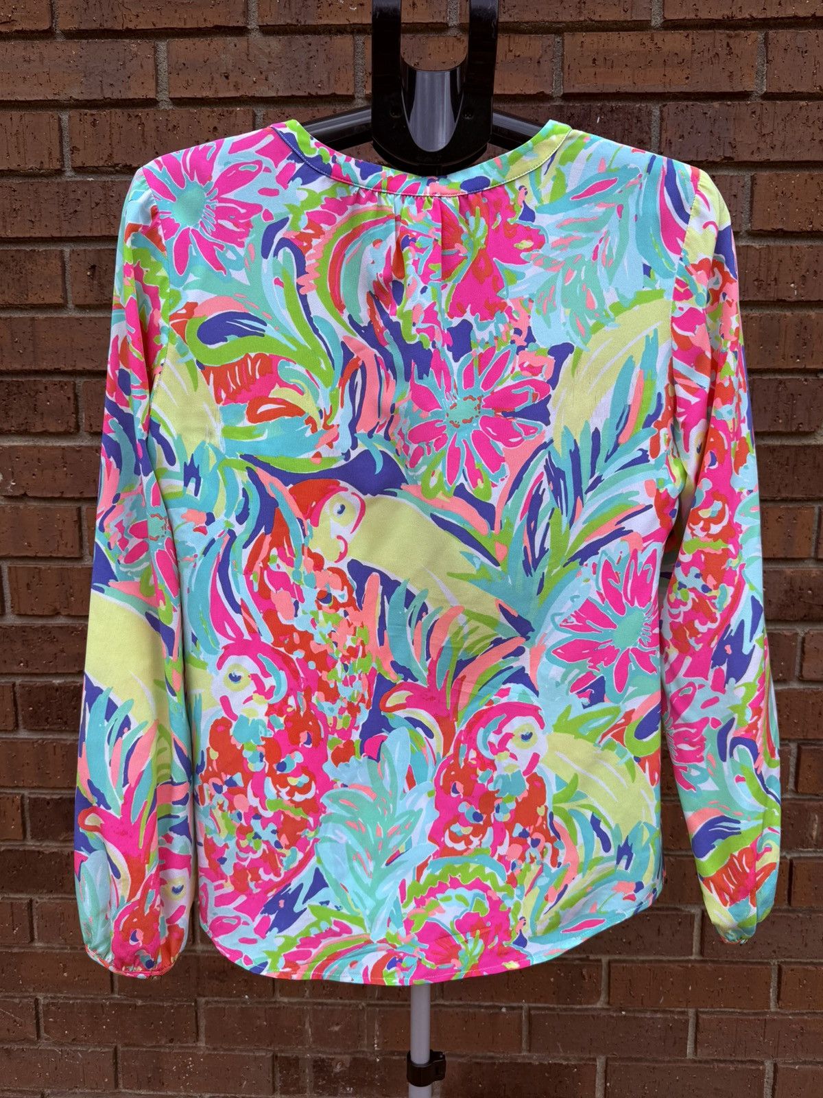 Lilly Pulitzer Lilly Pulitzer Stacey Silk Top Casa Banana Colorful Blouse Size M / US 6-8 / IT 42-44 - 6 Thumbnail