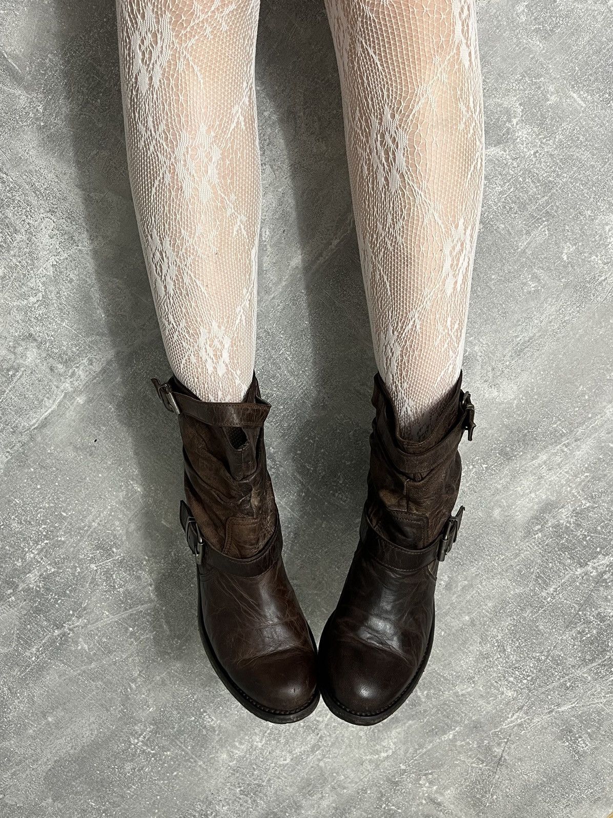 Vintage Sendra Brown Distressed Buckle Strap Biker Leather Boots Size US 8 / IT 38 - 2 Thumbnail