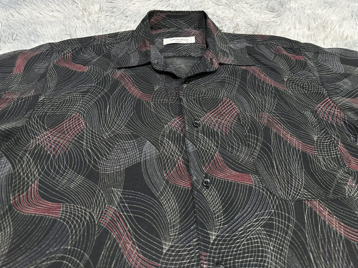 Japanese Brand 🔥80s Artemodena Uomo Distorted Line Illusion Wave Shirt Ss Size US M / EU 48-50 / 2 - 3 Thumbnail