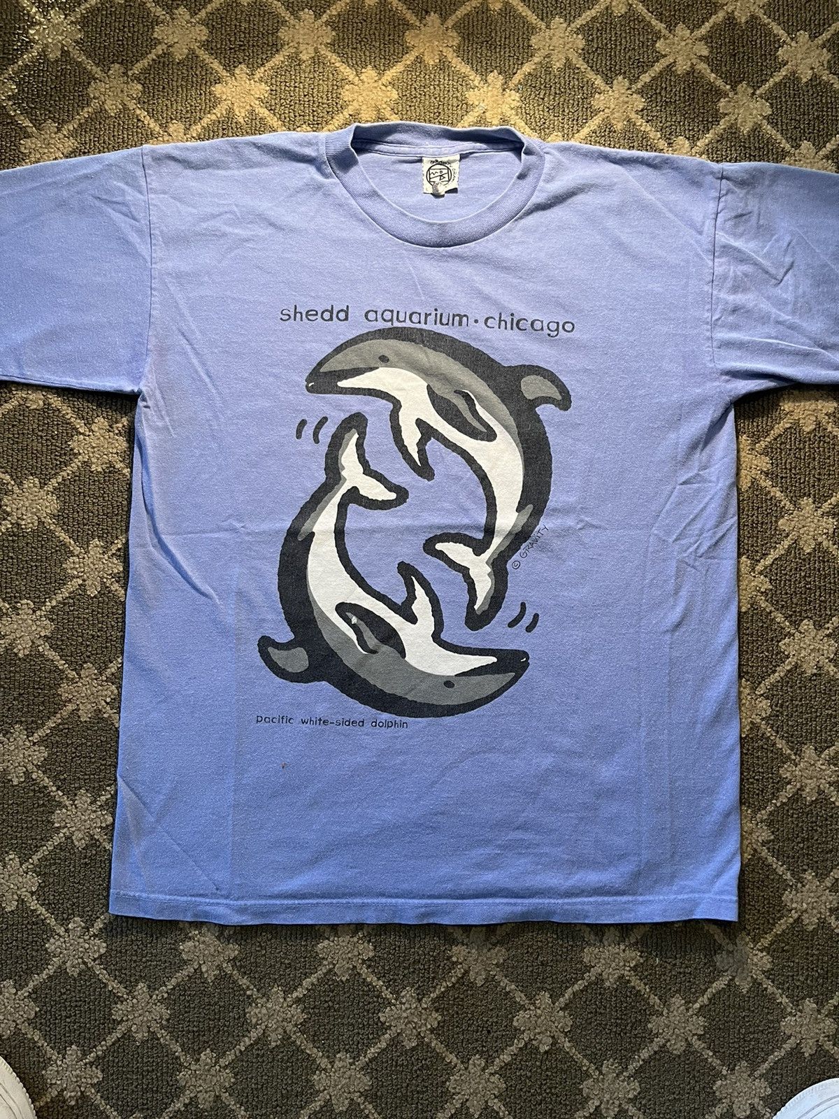 image of Art x Vintage Single Stitch Dolphin T-Shirt in Blue, Men's (Size Large)