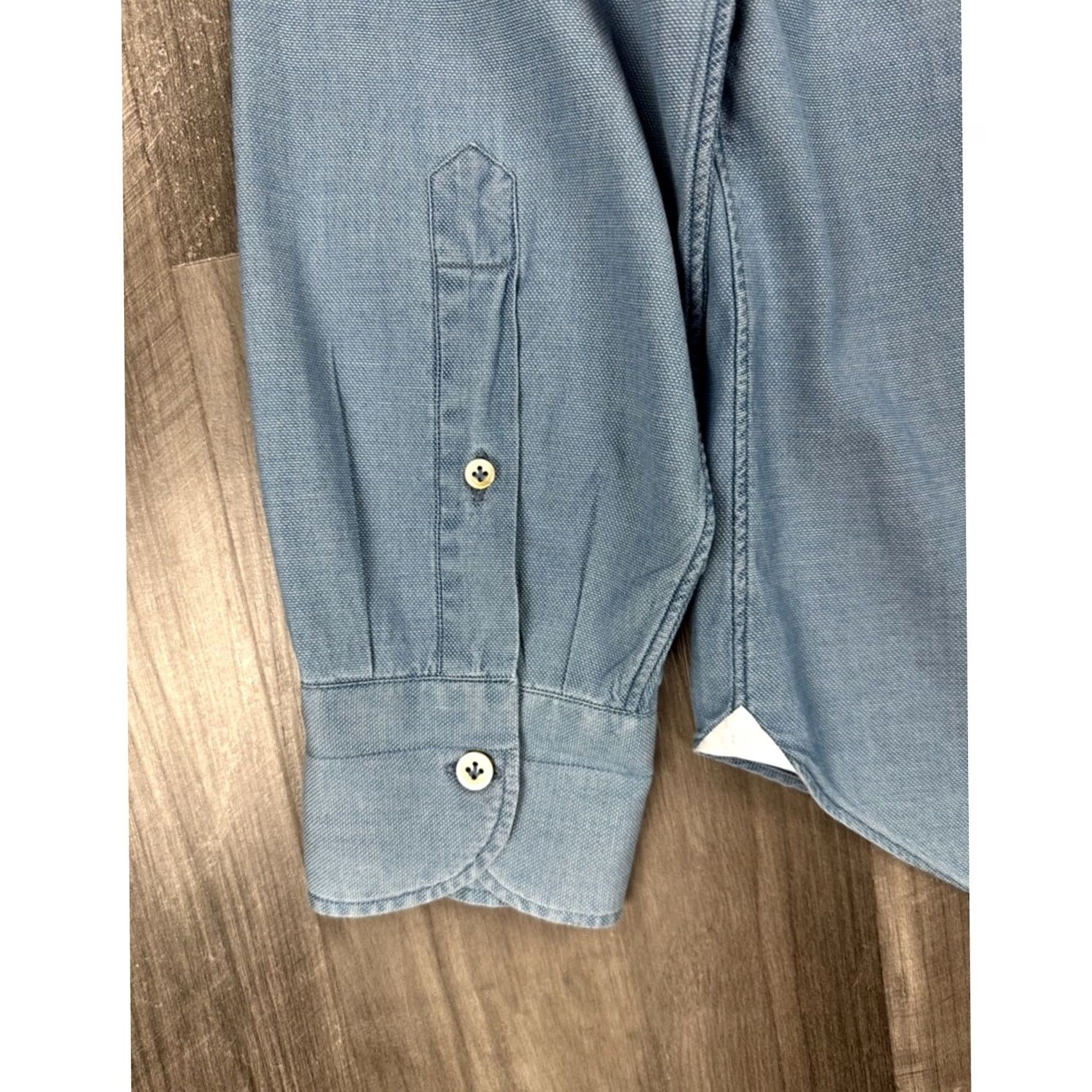 X-LARGE Giannetto Portofino Long Sleeve Button Down Shirt L Mens Blue Chambray Cotton 100% Size US L / EU 52-54 / 3 - 4 Thumbnail