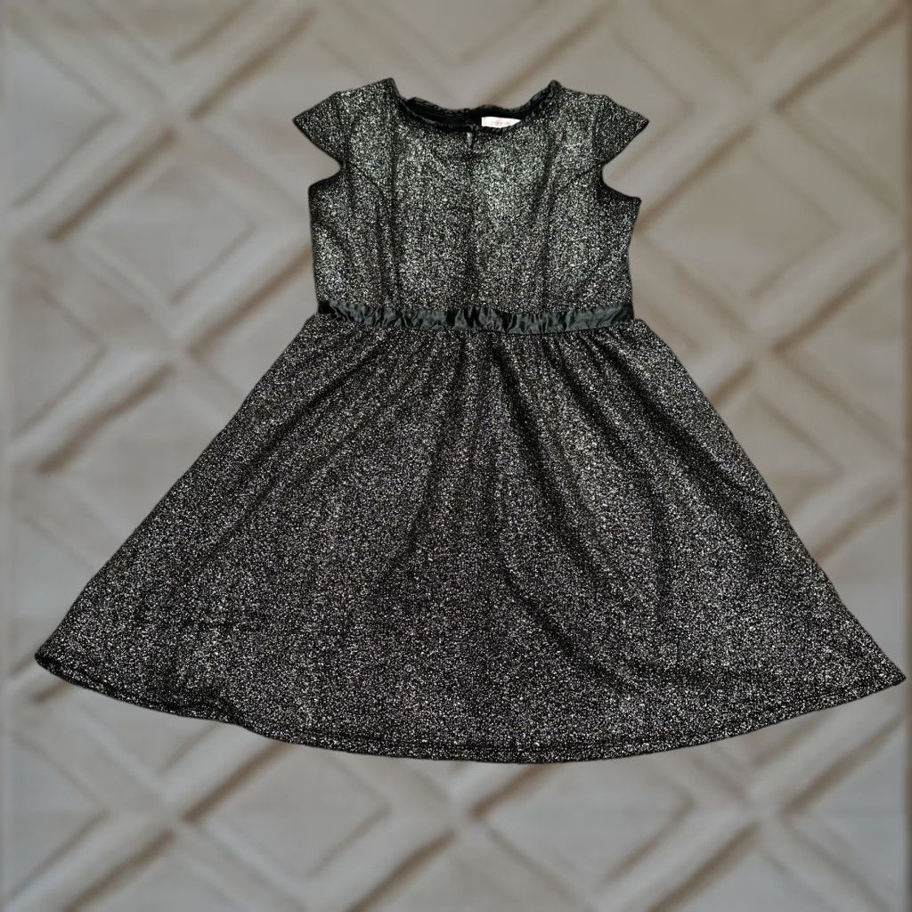Vintage Xhilaration Dress Juniors XL Black A-Line Cap Sleeve Round Neck Glitters Size XL / US 12-14 / IT 48-50 - 1 Thumbnail
