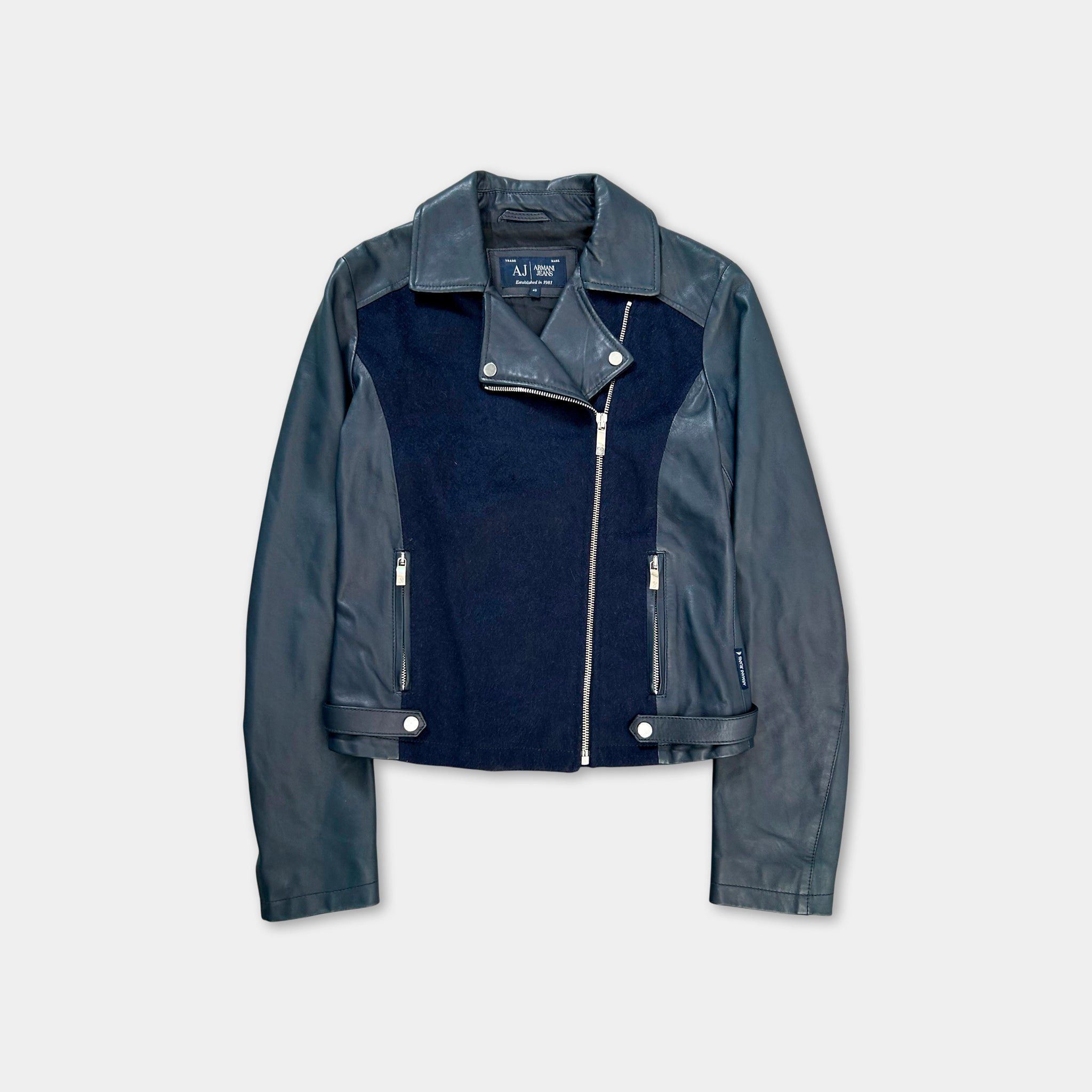 Armani Armani Jeans Leather Navy Percecto Jacket Size US XS / EU 42 / 0 - 1 Thumbnail