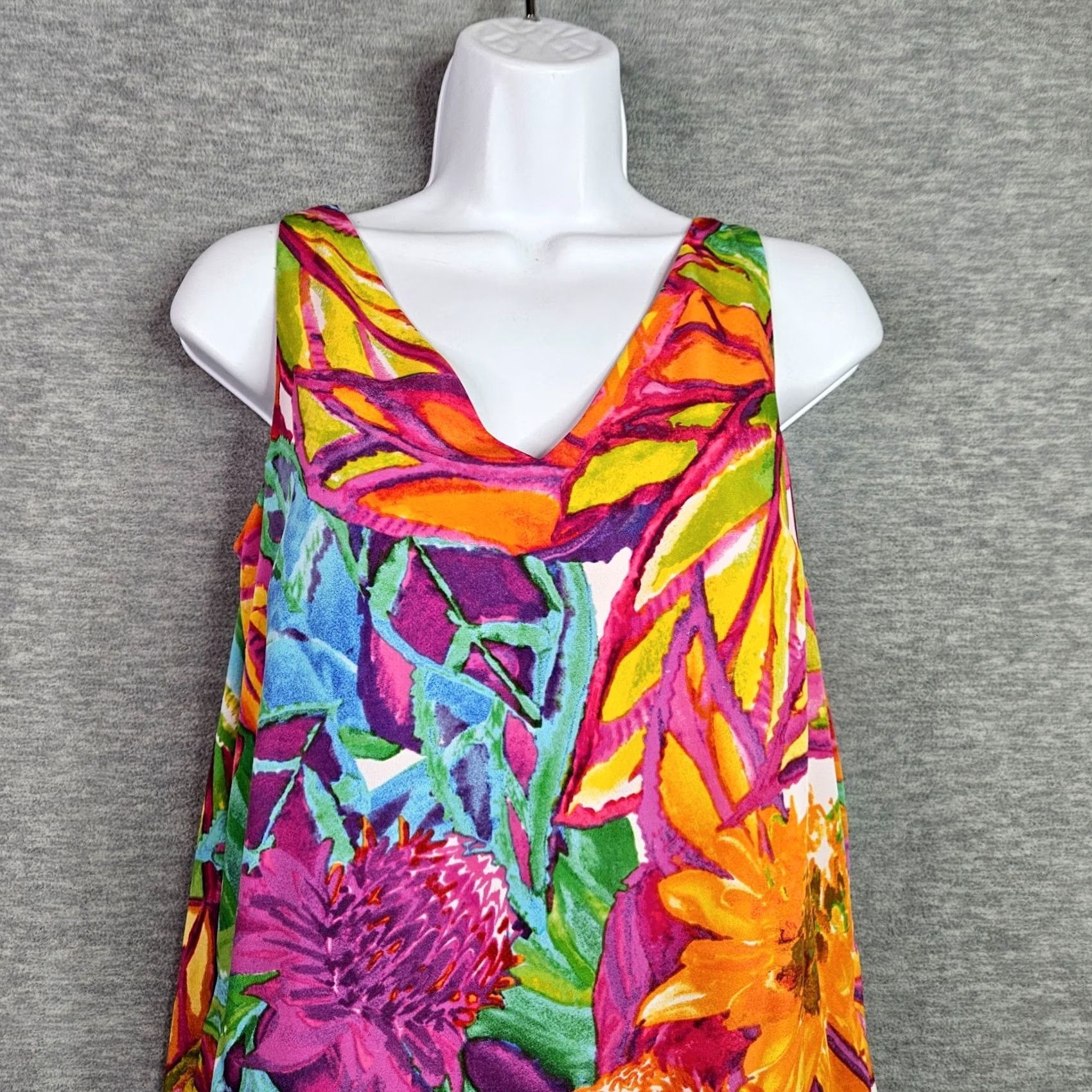 Ralph Lauren Lauren Ralph Lauren Women's V-neck Colorful Cocktail Dress 4P Petite Multicolor Sleeveless A-Line Shorts? Size S / US 4 / IT 40 - 2 Thumbnail